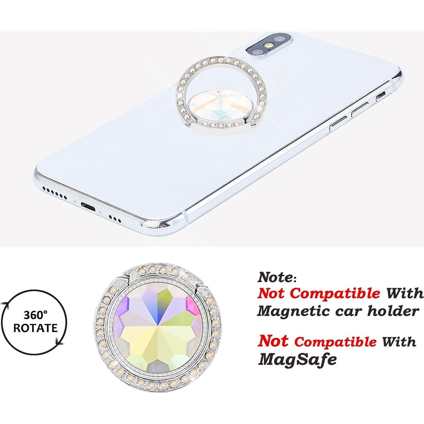 Soporte de anillo brillante para teléfono lenoup Plata