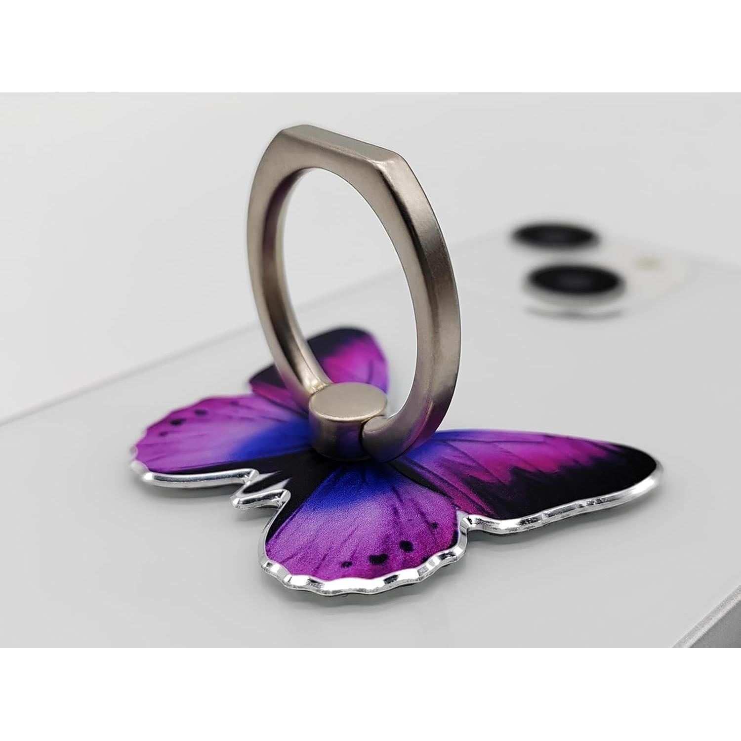 Paquete de 3 Soportes de Anillo Mariposa Cacylife Rosa/Púrpura/Amarillo