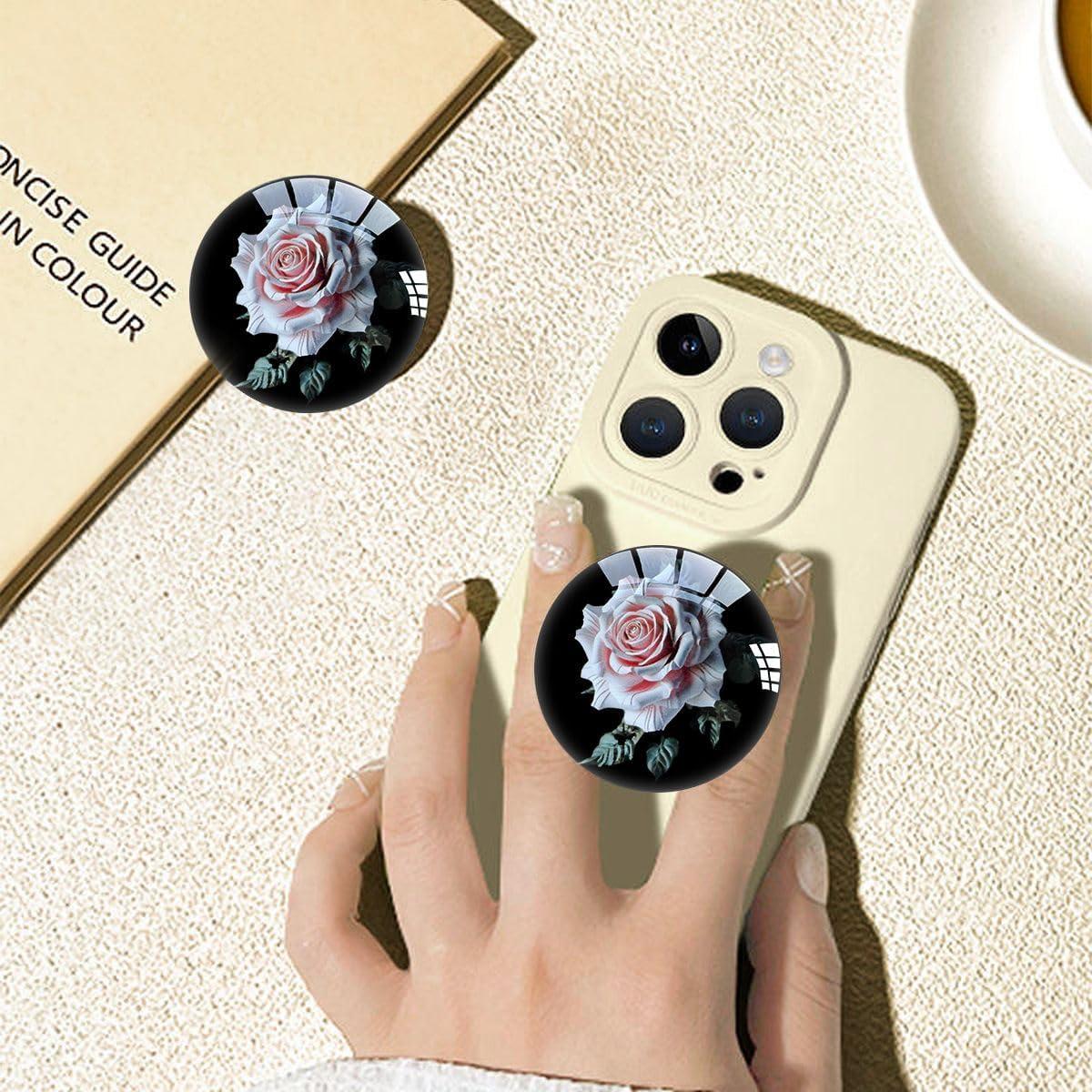 Agarradera Transparente Ksadiye con Soporte Colapsable Rosa