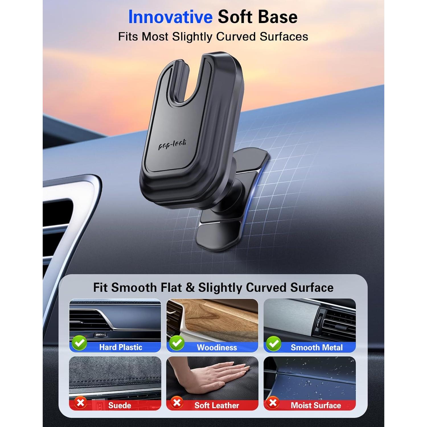 Soporte para Teléfono en Coche Pop-Tech Adhesivo 3M Negro