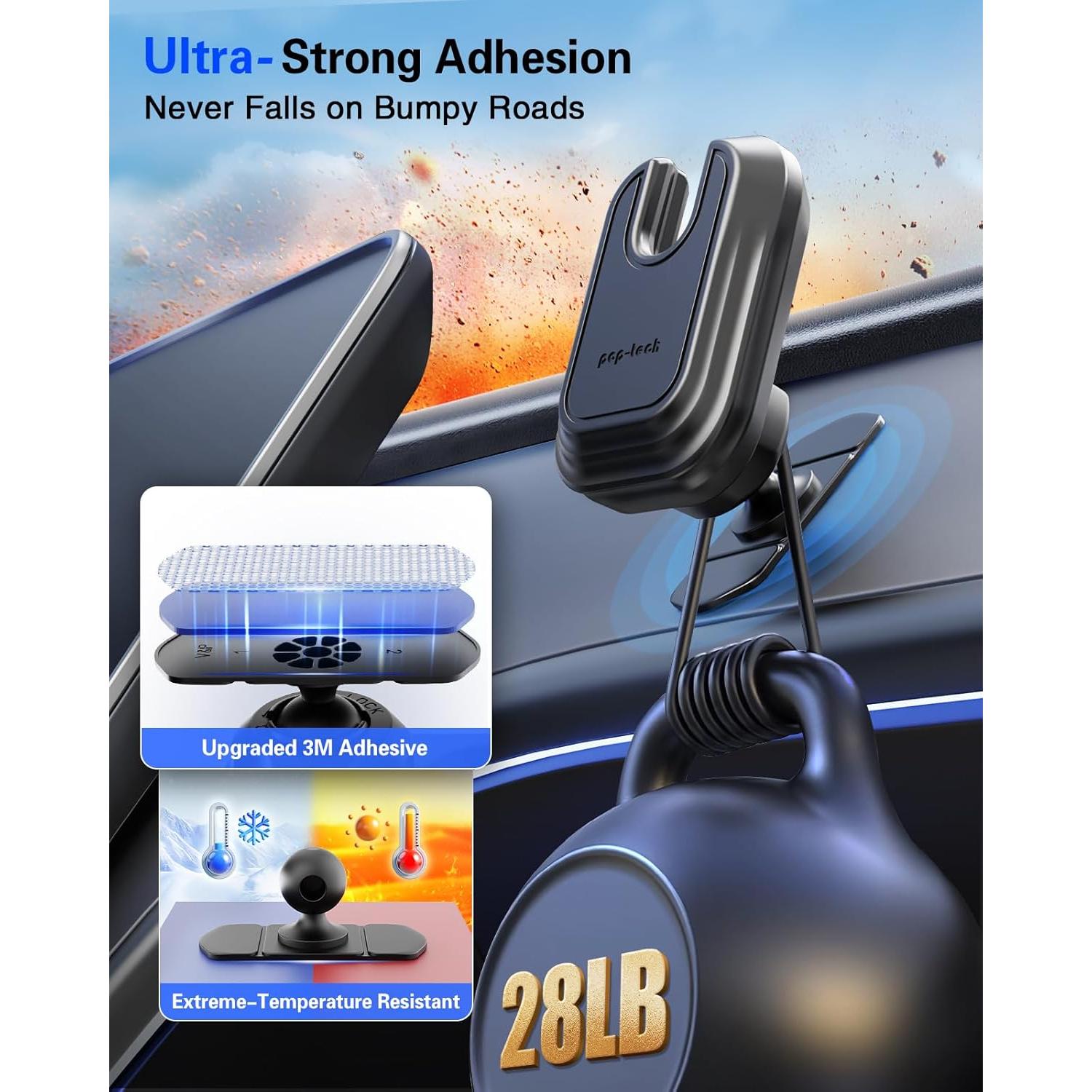 Soporte para Teléfono en Coche Pop-Tech Adhesivo 3M Negro