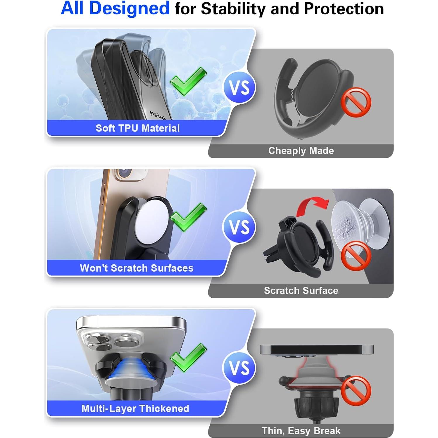 Soporte para Teléfono en Coche Pop-Tech Adhesivo 3M Negro