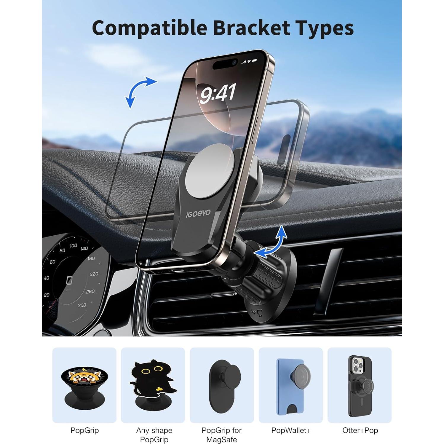 Soporte de teléfono para ventilación iGoevo POP1-AE02 360°