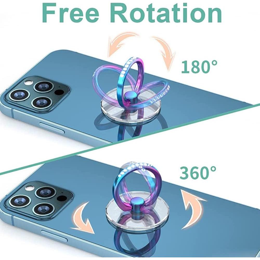 Soporte para Anillo de Teléfono KUTUMYQC 4 Pcs Transparente 360°