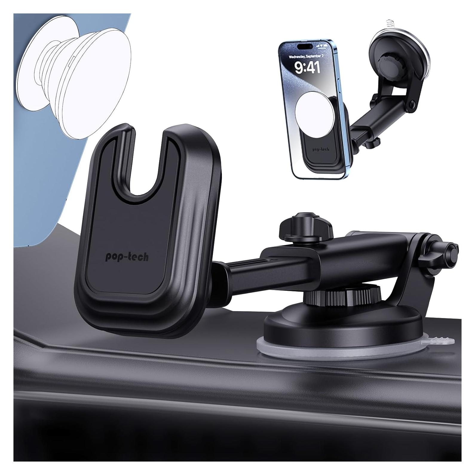 Soporte para Teléfono Automóvil Pop-Tech con Ventosa Negra