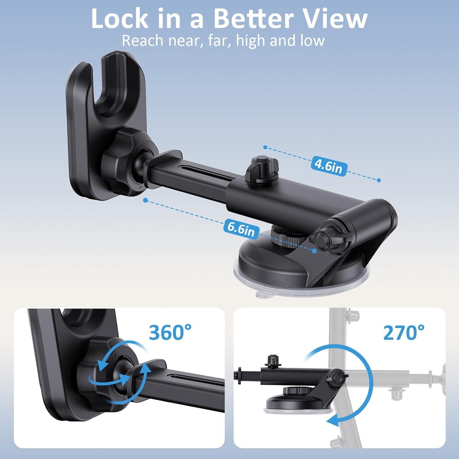 Soporte para Teléfono Automóvil Pop-Tech con Ventosa Negra