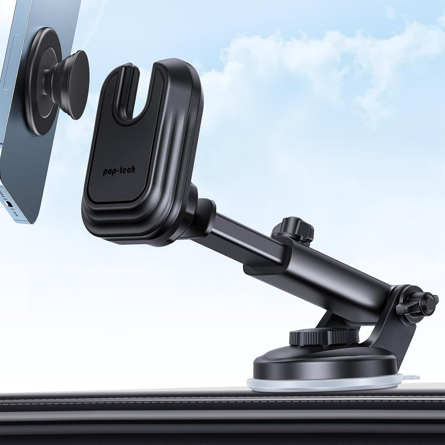 Soporte para Teléfono Automóvil Pop-Tech con Ventosa Negra