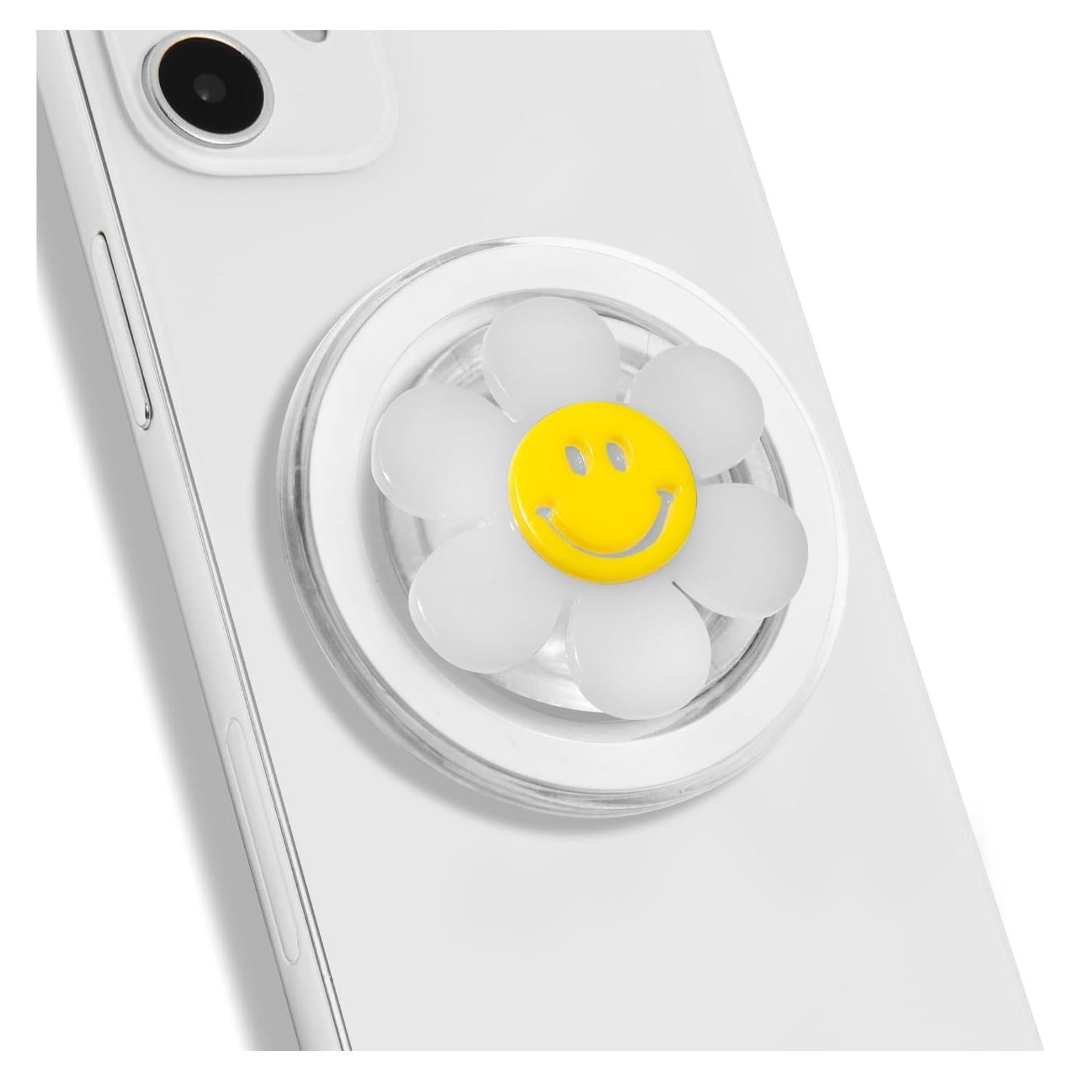 Agarradera Magnética Luminosa On The Grip Flor Sonriente Blanco