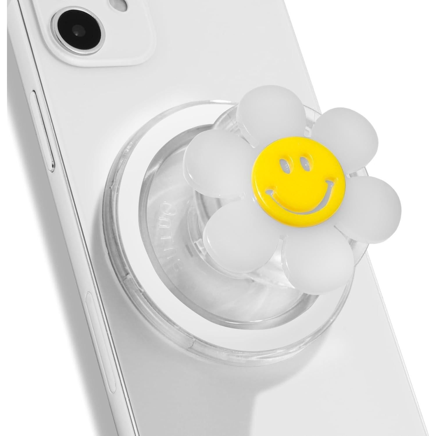 Agarradera Magnética Luminosa On The Grip Flor Sonriente Blanco