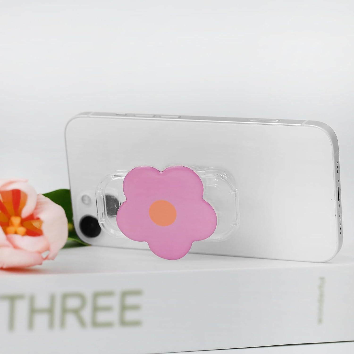 Soporte para Teléfono Rwotlls Flor Rosa Colapsable Universal