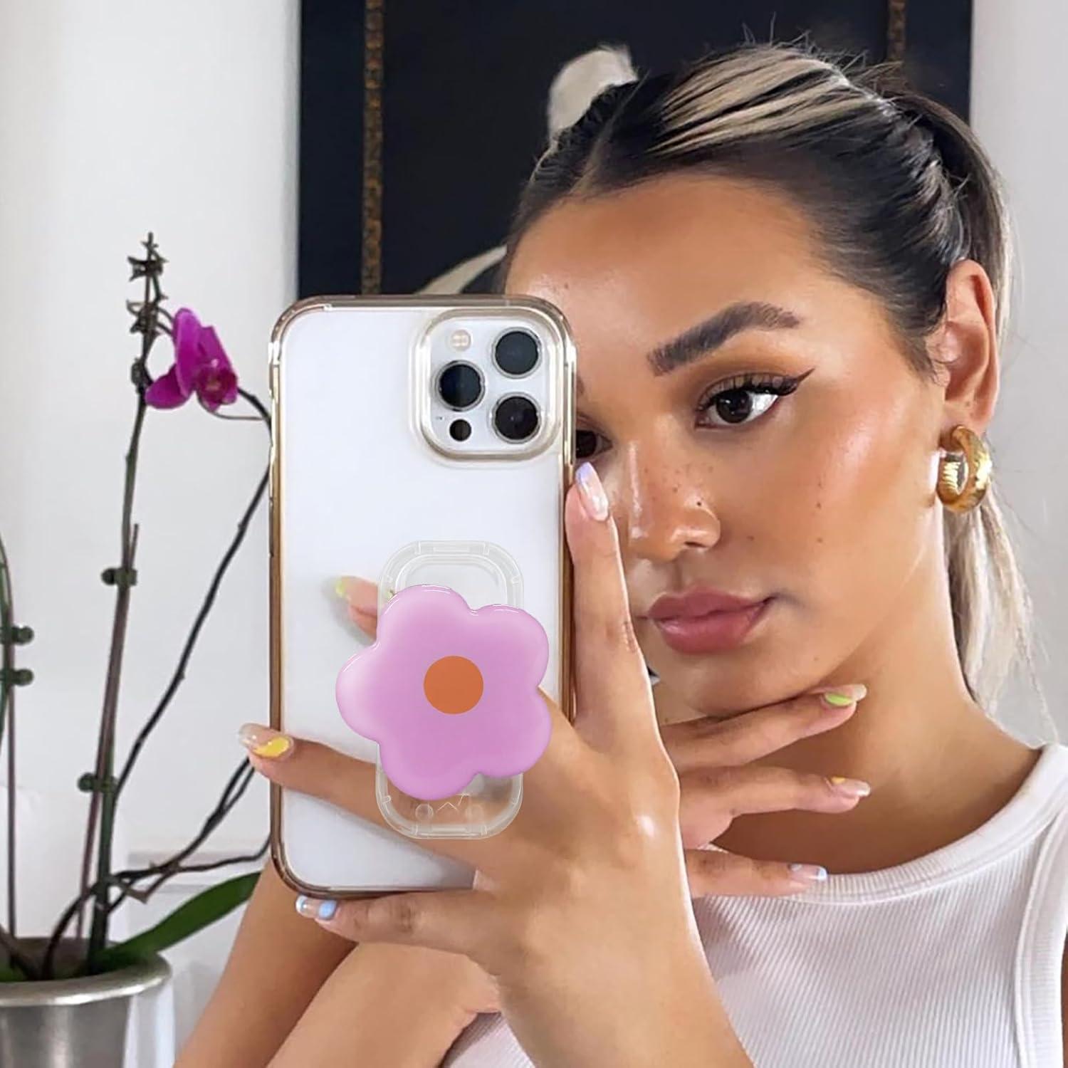 Soporte para Teléfono Rwotlls Flor Rosa Colapsable Universal