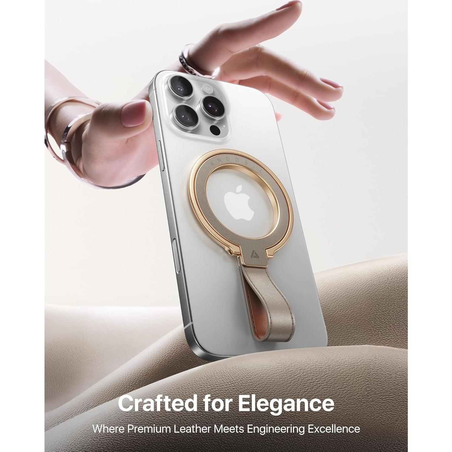 Soporte Magnético para Teléfono MagSafe Andobil Gris - Cuero Premium