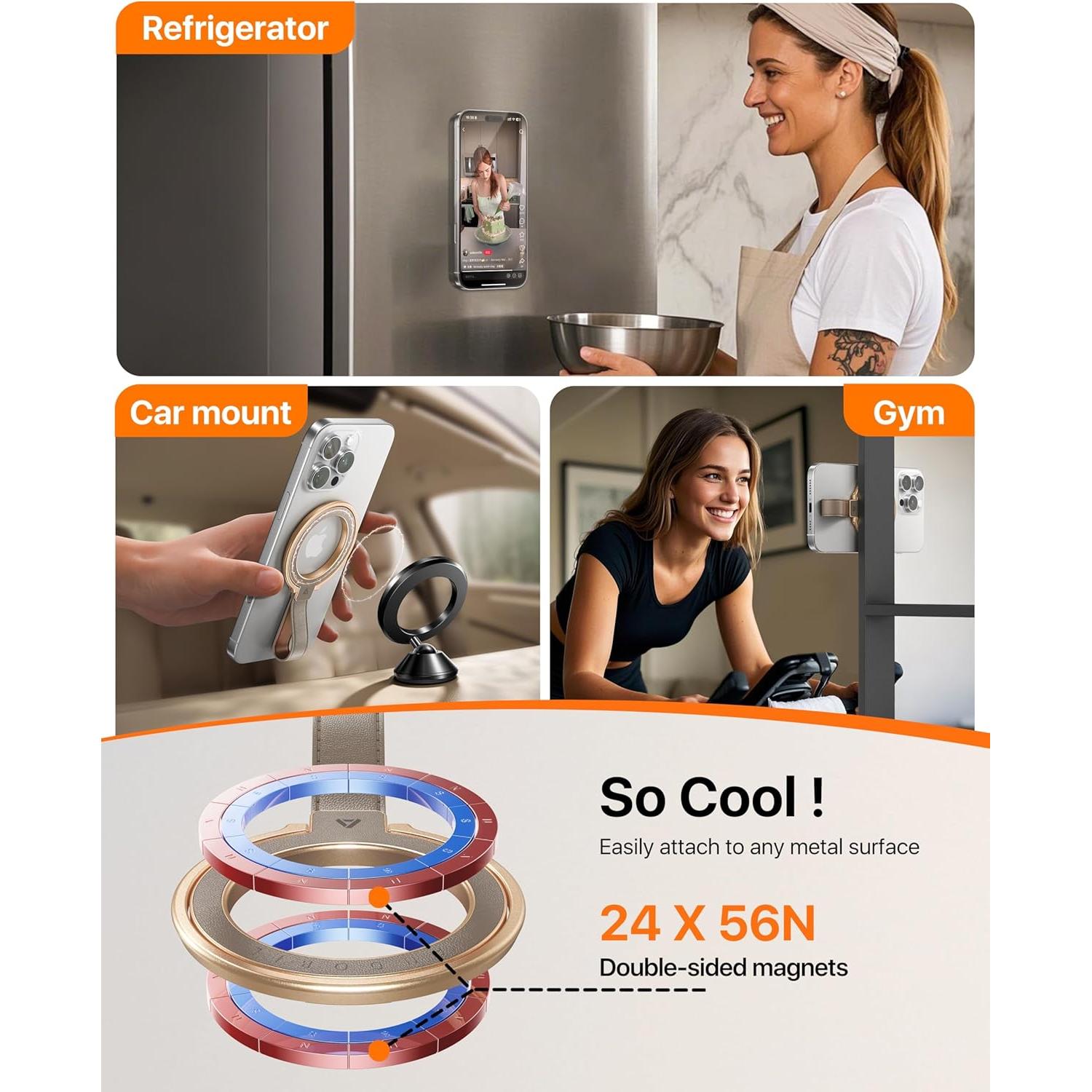 Soporte Magnético para Teléfono MagSafe Andobil Gris - Cuero Premium