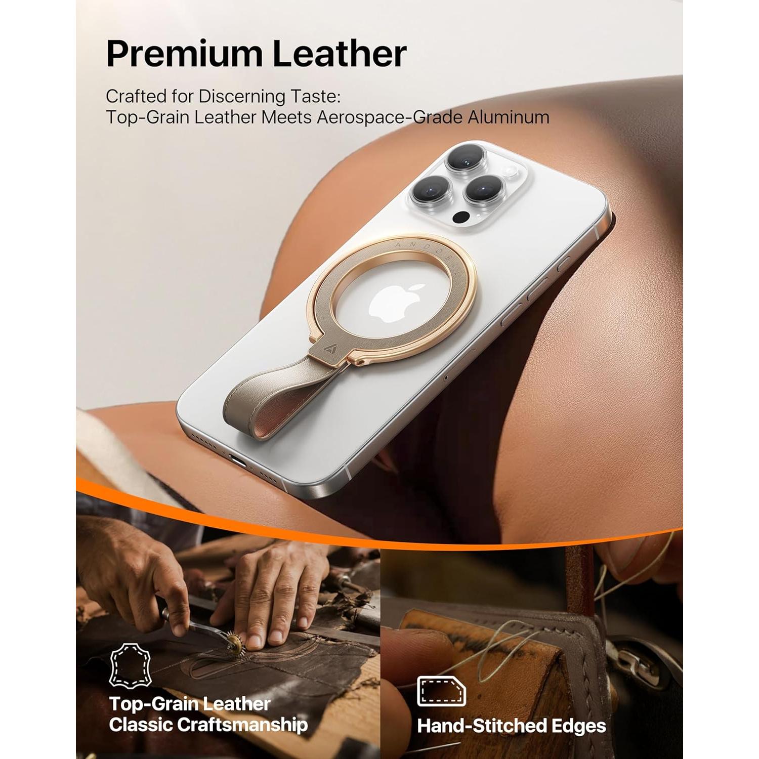 Soporte Magnético para Teléfono MagSafe Andobil Gris - Cuero Premium