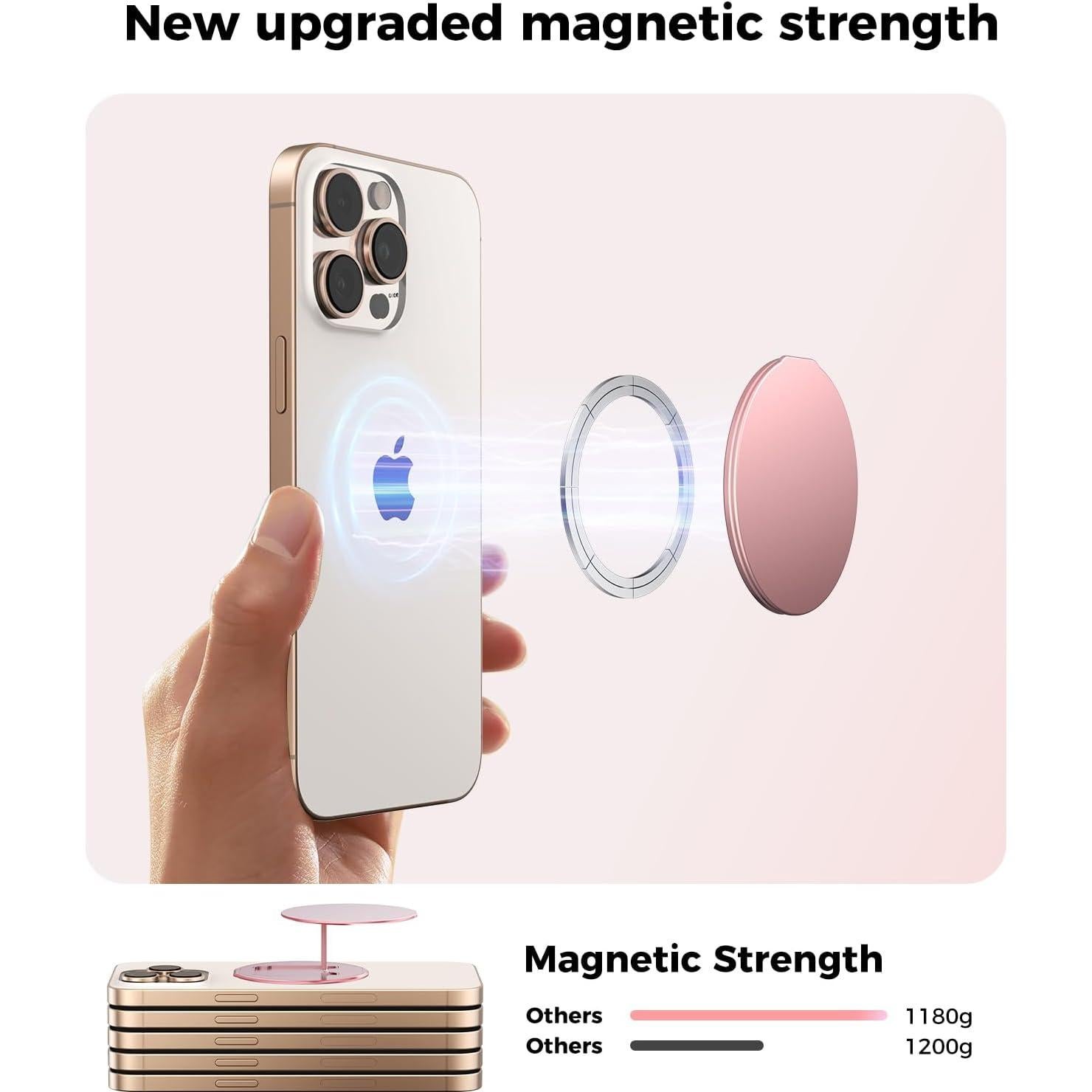 Soporte de Anillo Magnético KMOUANTS para Teléfono Rosa