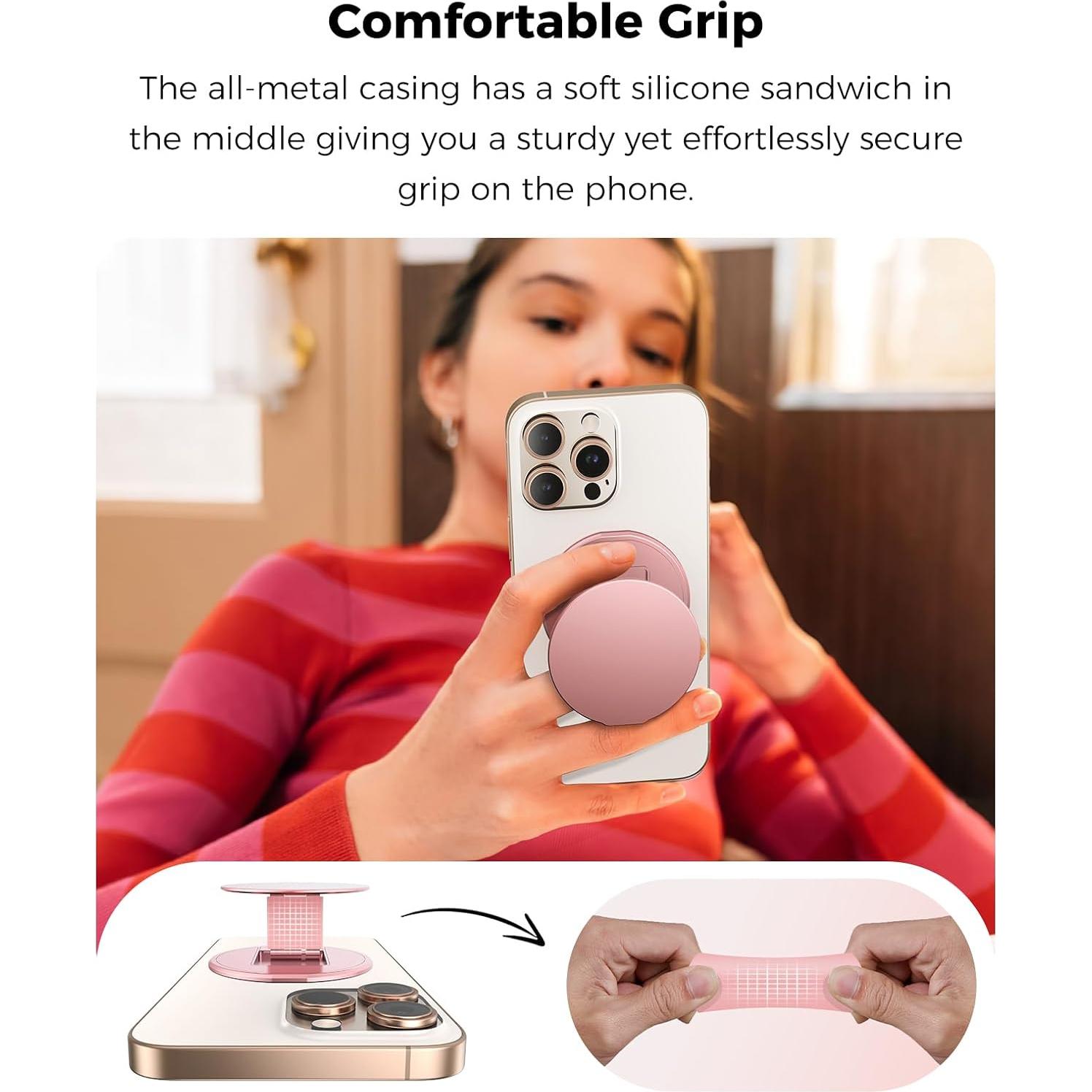 Soporte de Anillo Magnético KMOUANTS para Teléfono Rosa