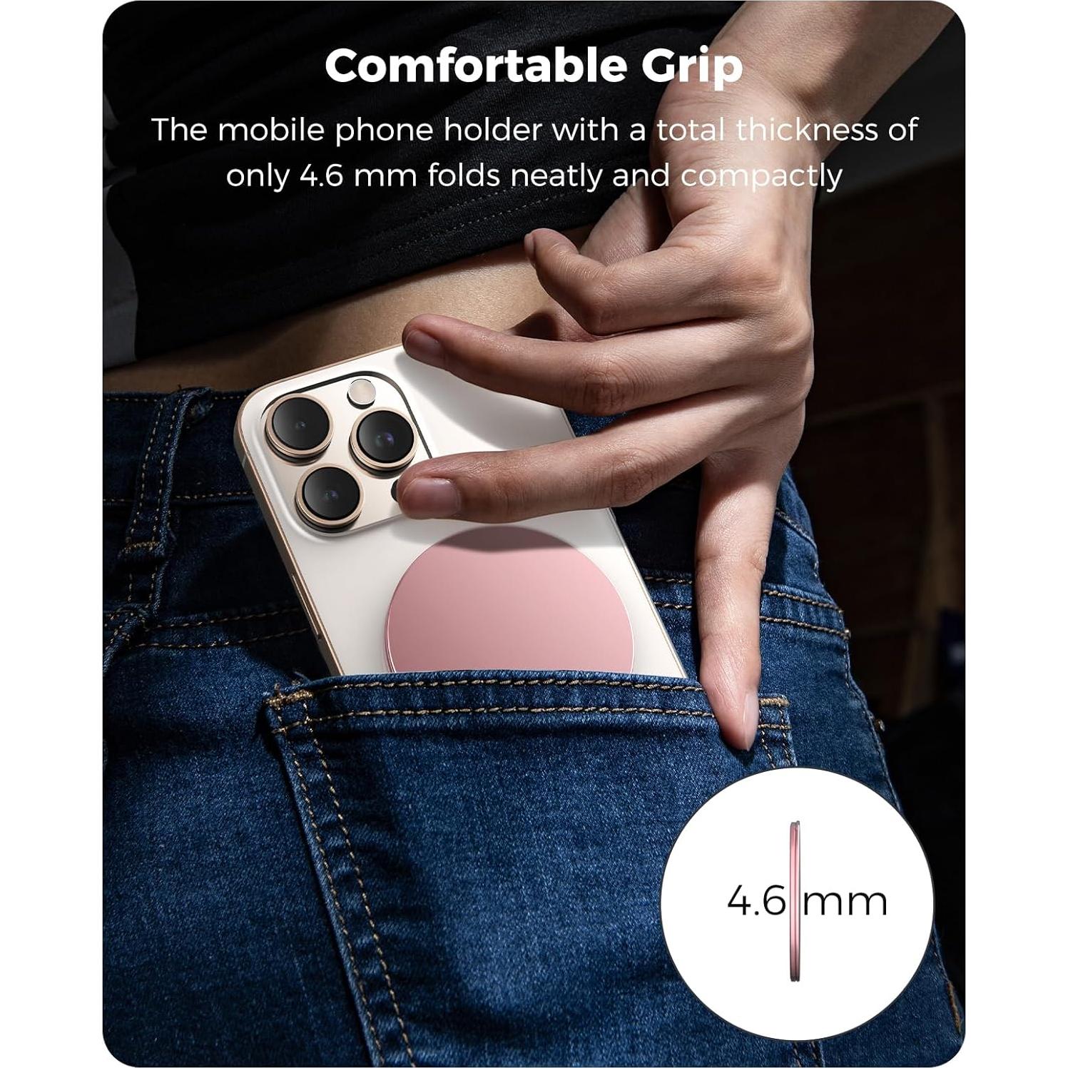 Soporte de Anillo Magnético KMOUANTS para Teléfono Rosa