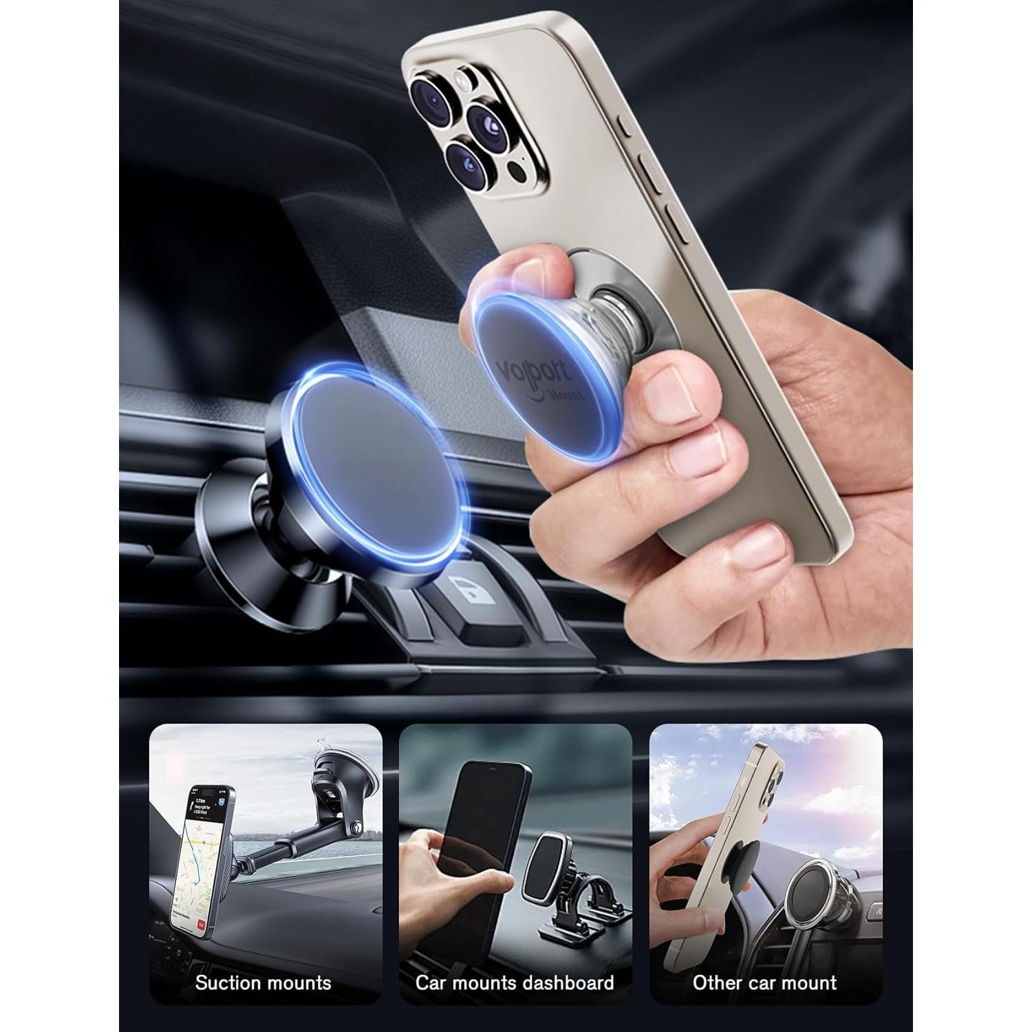 Placas Metálicas Adhesivas VOLPORT para Soporte de Teléfono - 8 Piezas