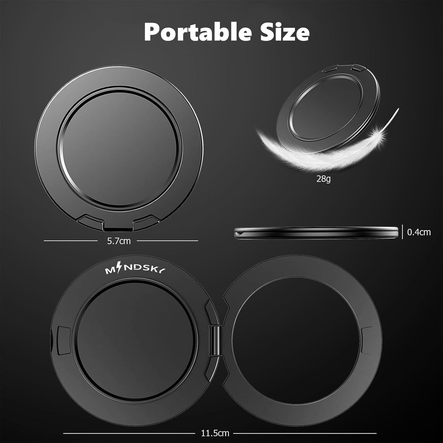 Soporte Magnético para Teléfono Mindsky con Anillo MagSafe Negro