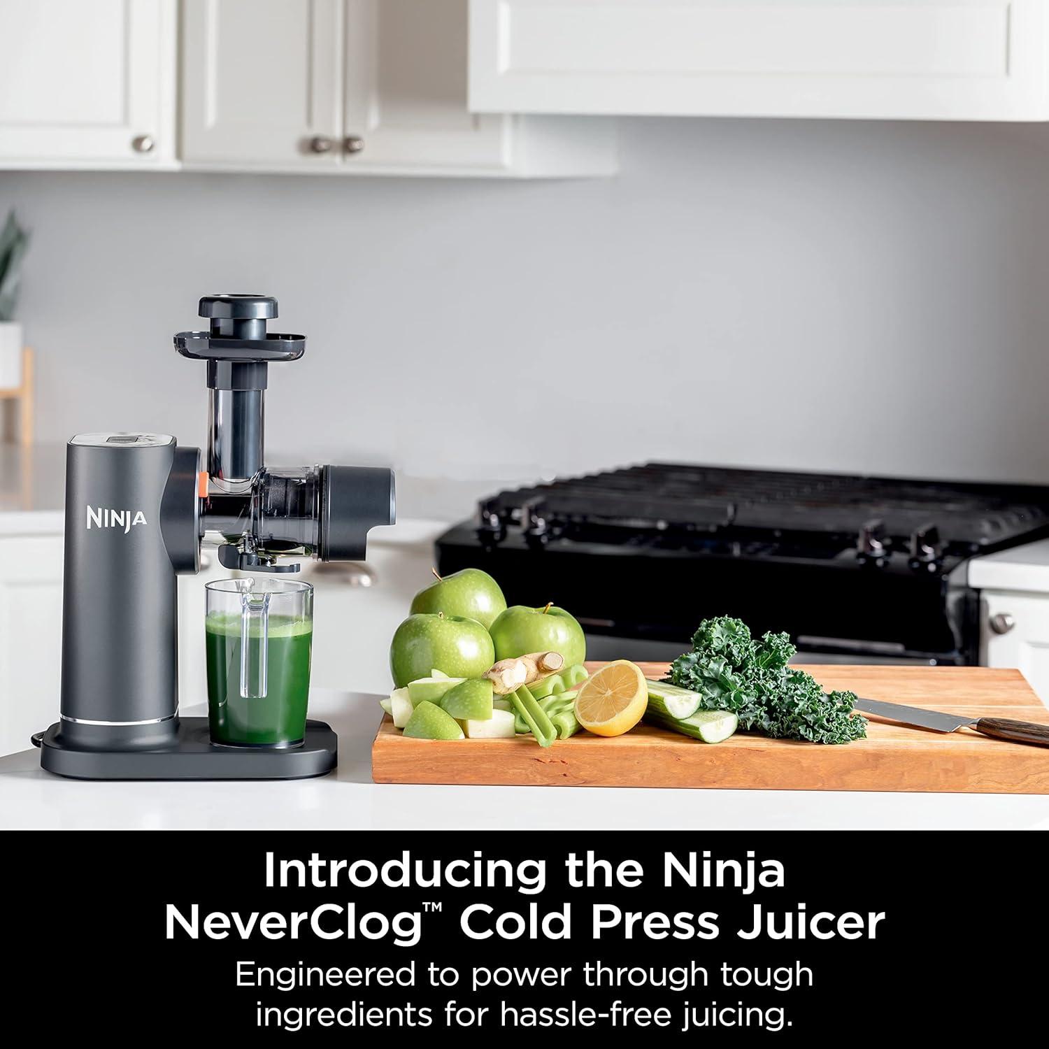 Extractor de Jugo Ninja NeverClog JC151, Prensa Fría, 710 ml