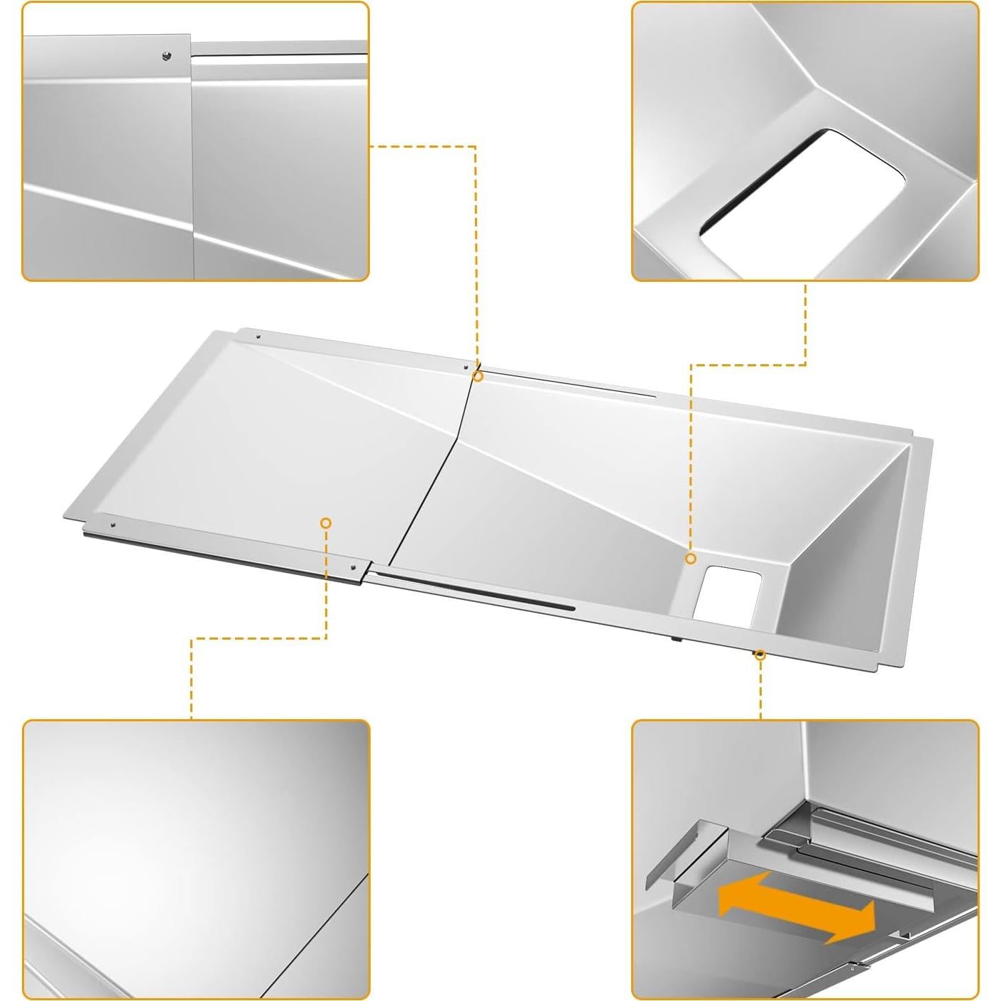 Bandeja de grasa ajustable BBQ-PLUS 59.94-85.09 cm para parrilla