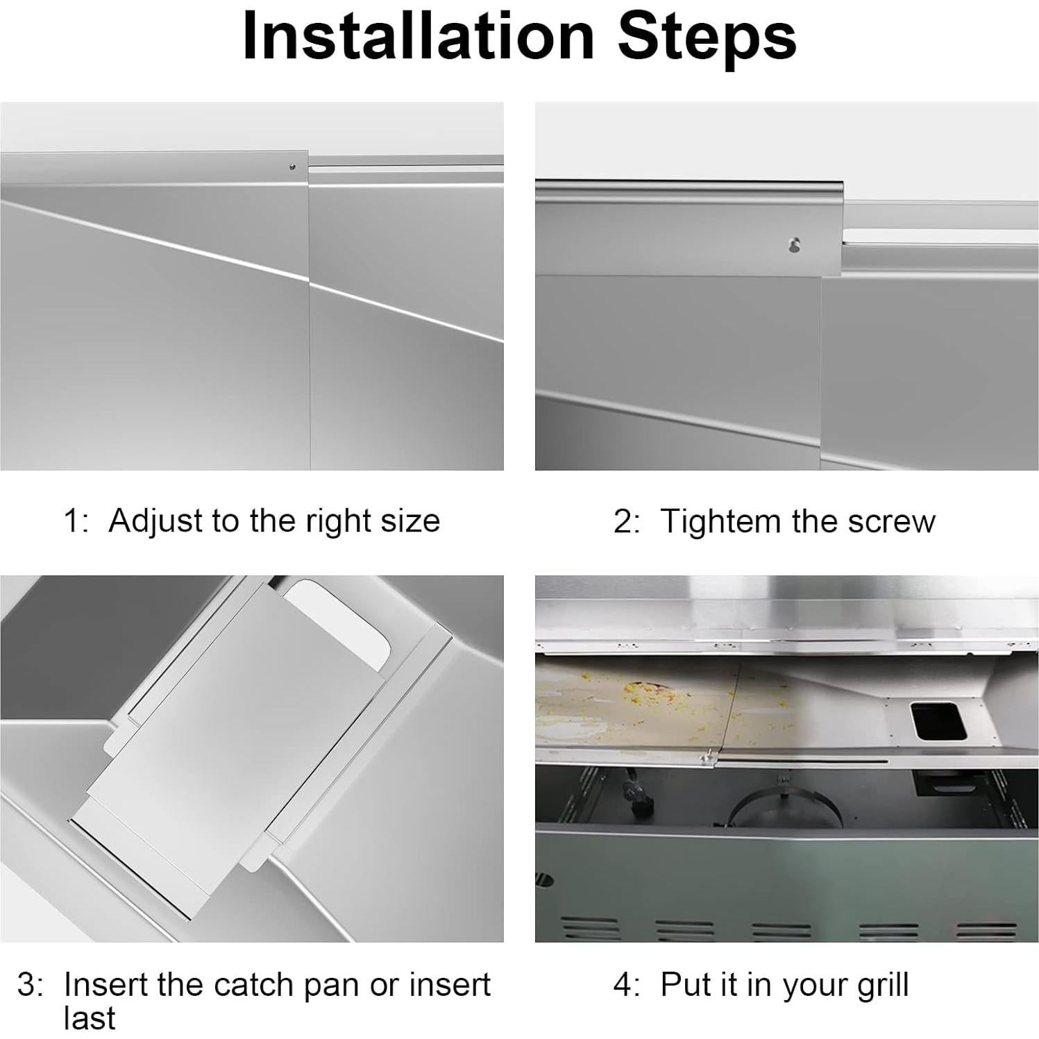 Bandeja de grasa ajustable BBQ-PLUS 59.94-85.09 cm para parrilla