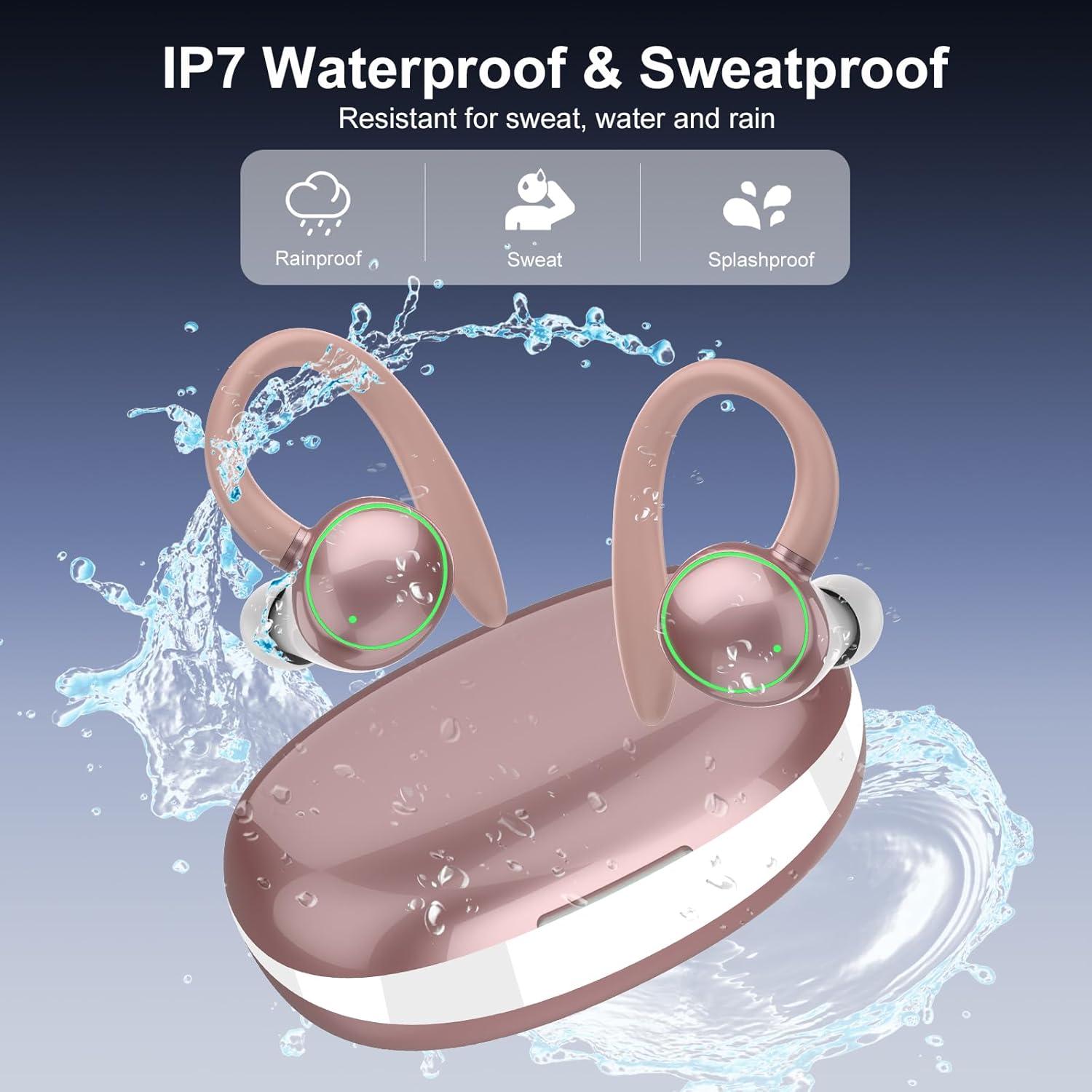 Auriculares Inalámbricos PEFUPEW C6 Bluetooth 5.3 IP7 48H Oro Rosa