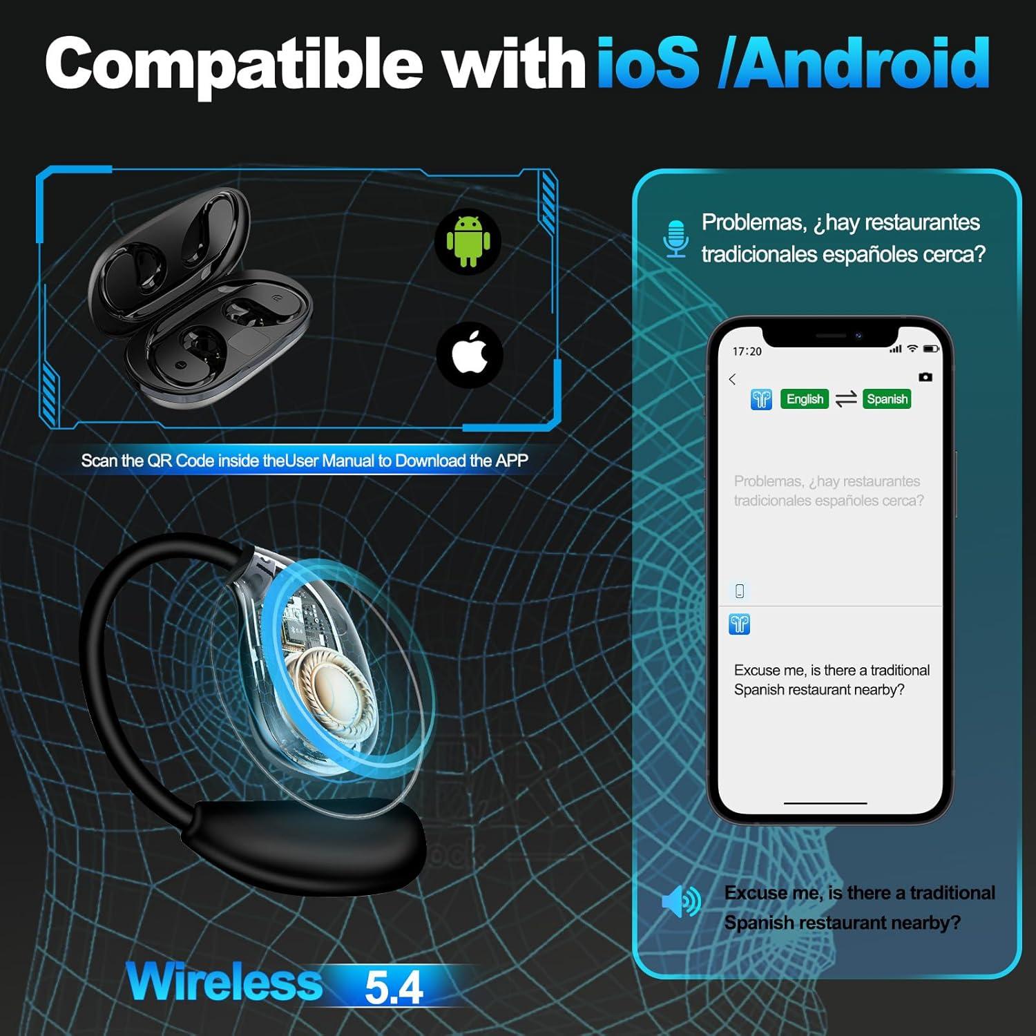 Auriculares Traductores de Idiomas LMFEB - Bluetooth 5.3, 144 Idiomas