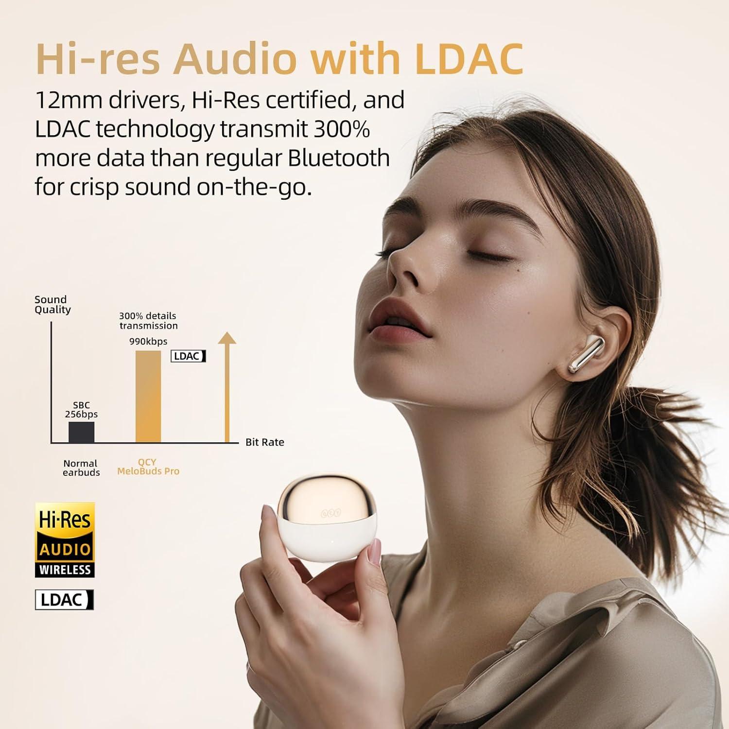 Auriculares Inalámbricos QCY MeloBuds Pro con ANC 34H Oro