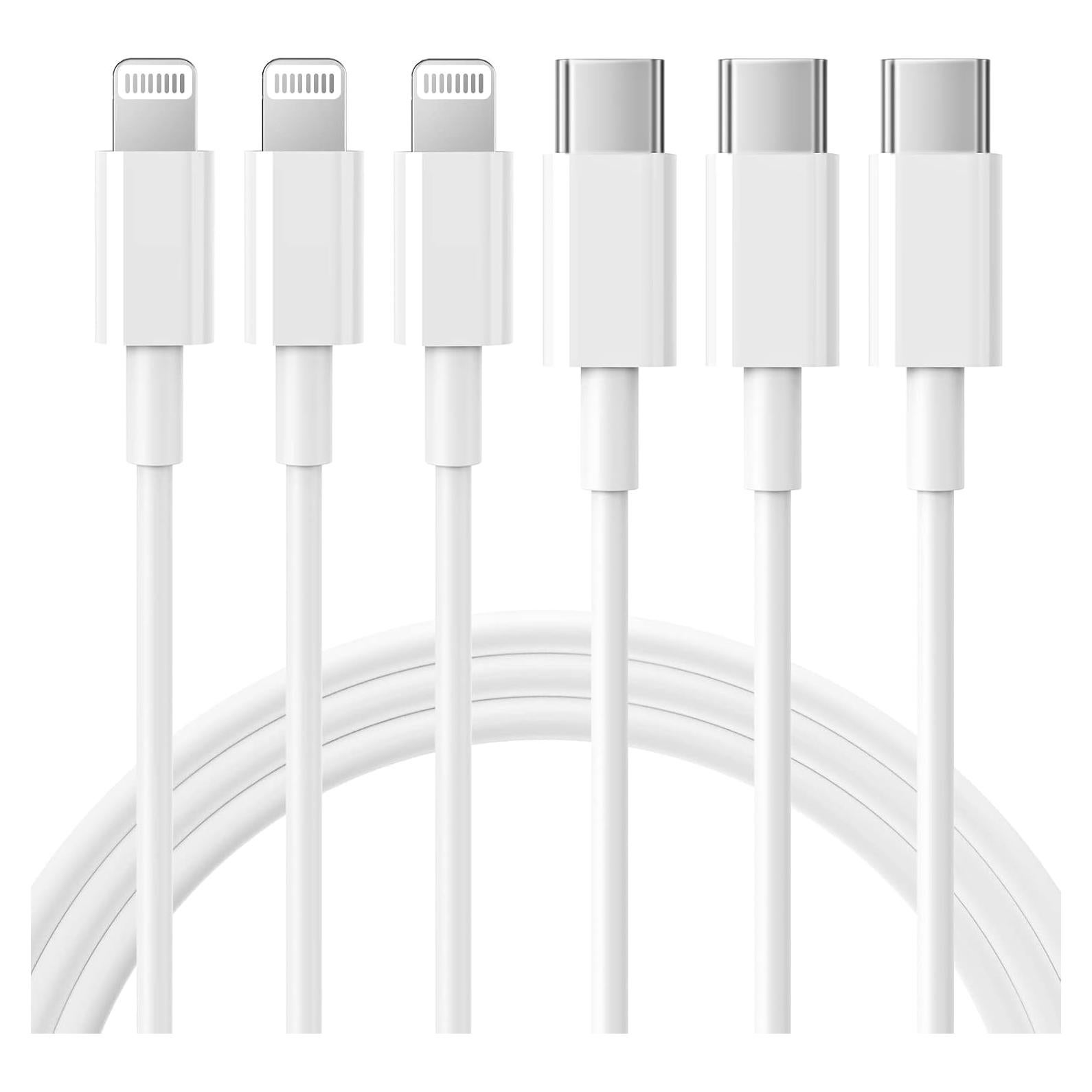 Cable USB C a Lightning RCTech 3Pack 6FT Carga Rápida MFi