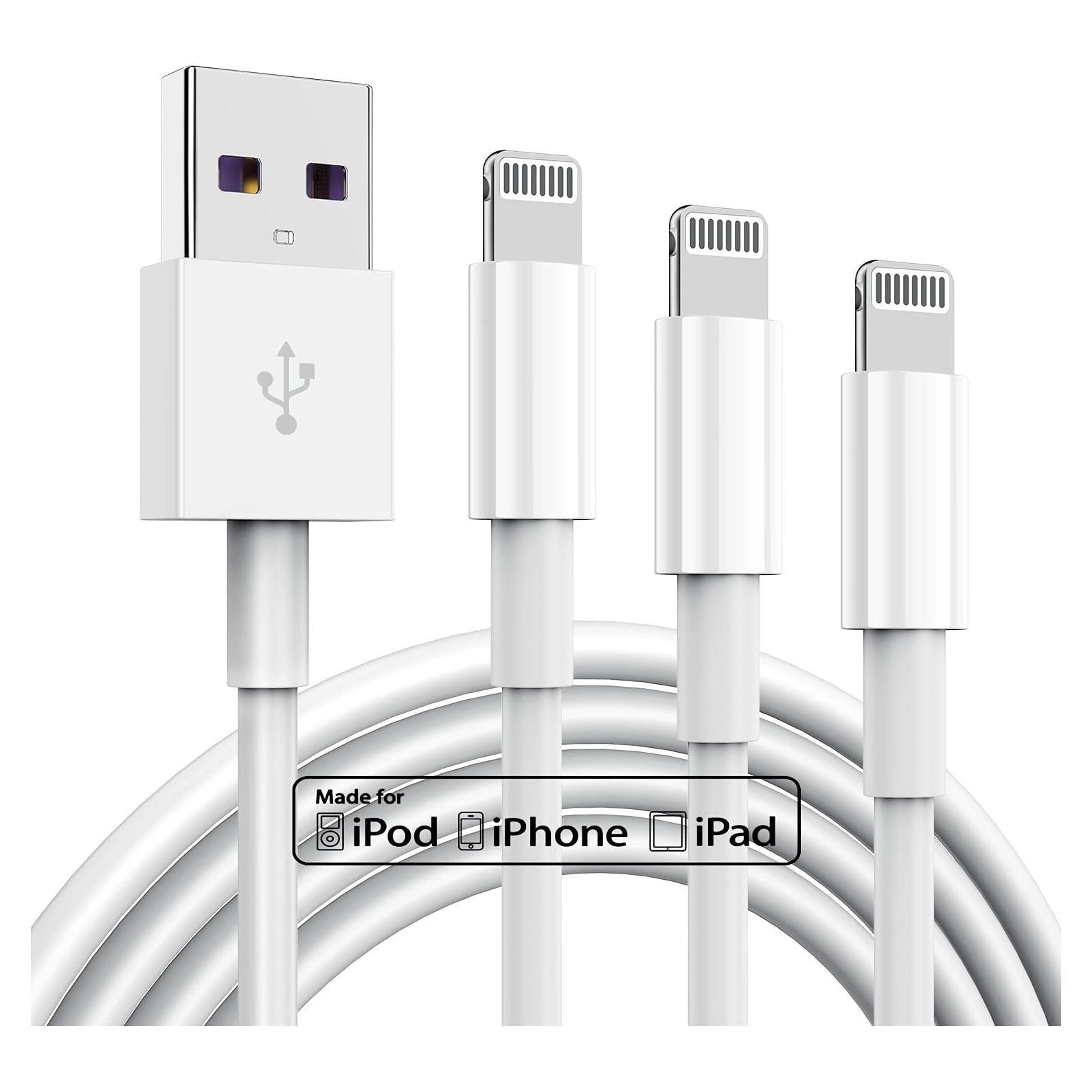 Paquete de 3 Cables Lightning MFi TUMABER 1.83m Carga Rápida 2.4A