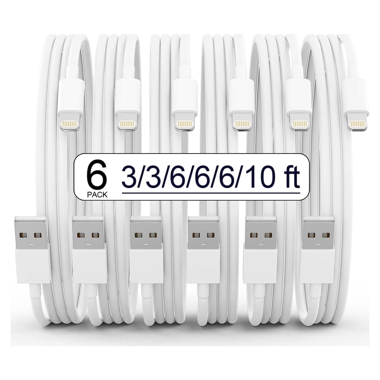 Kit de Cargadores Lightning MFi AZMOGDT 6 Piezas 0.91-3.05m