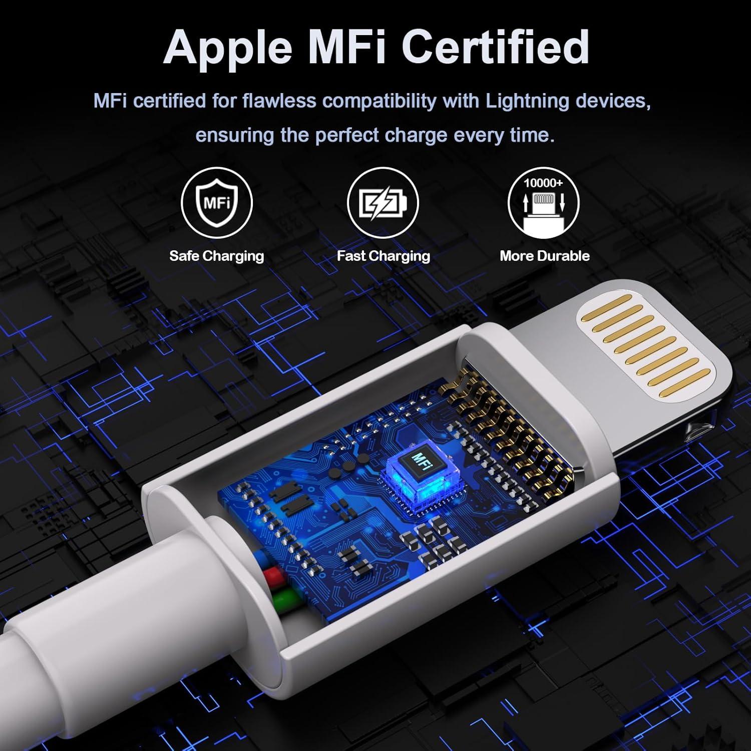 Kit de Cargadores Lightning MFi AZMOGDT 6 Piezas 0.91-3.05m