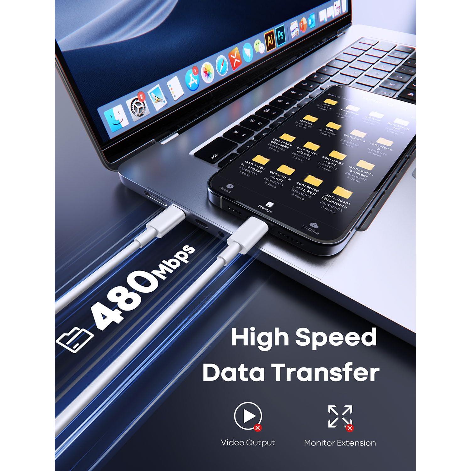 Cable USB C a USB C CLEEFUN 3m 60W Carga Rápida 2-Pack