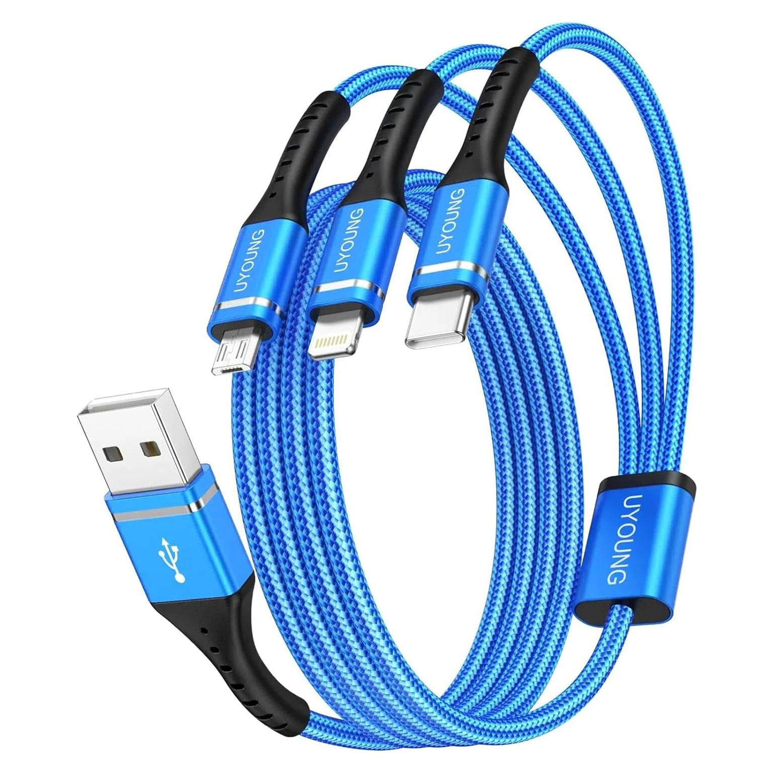 Cable de Carga Múltiple 3 en 1 UYOUNG 6FT (1.83m) Azul