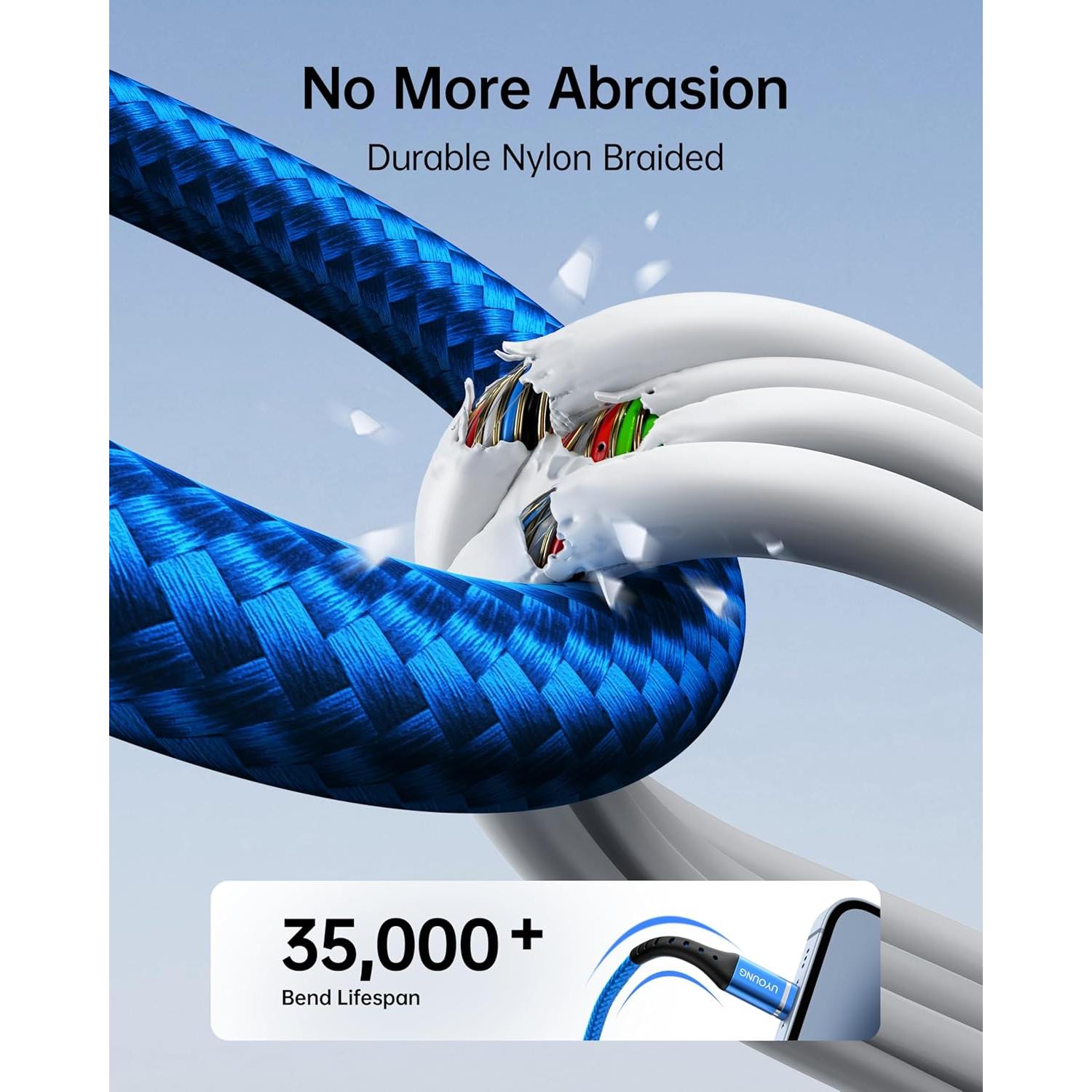 Cable de Carga Múltiple 3 en 1 UYOUNG 6FT (1.83m) Azul