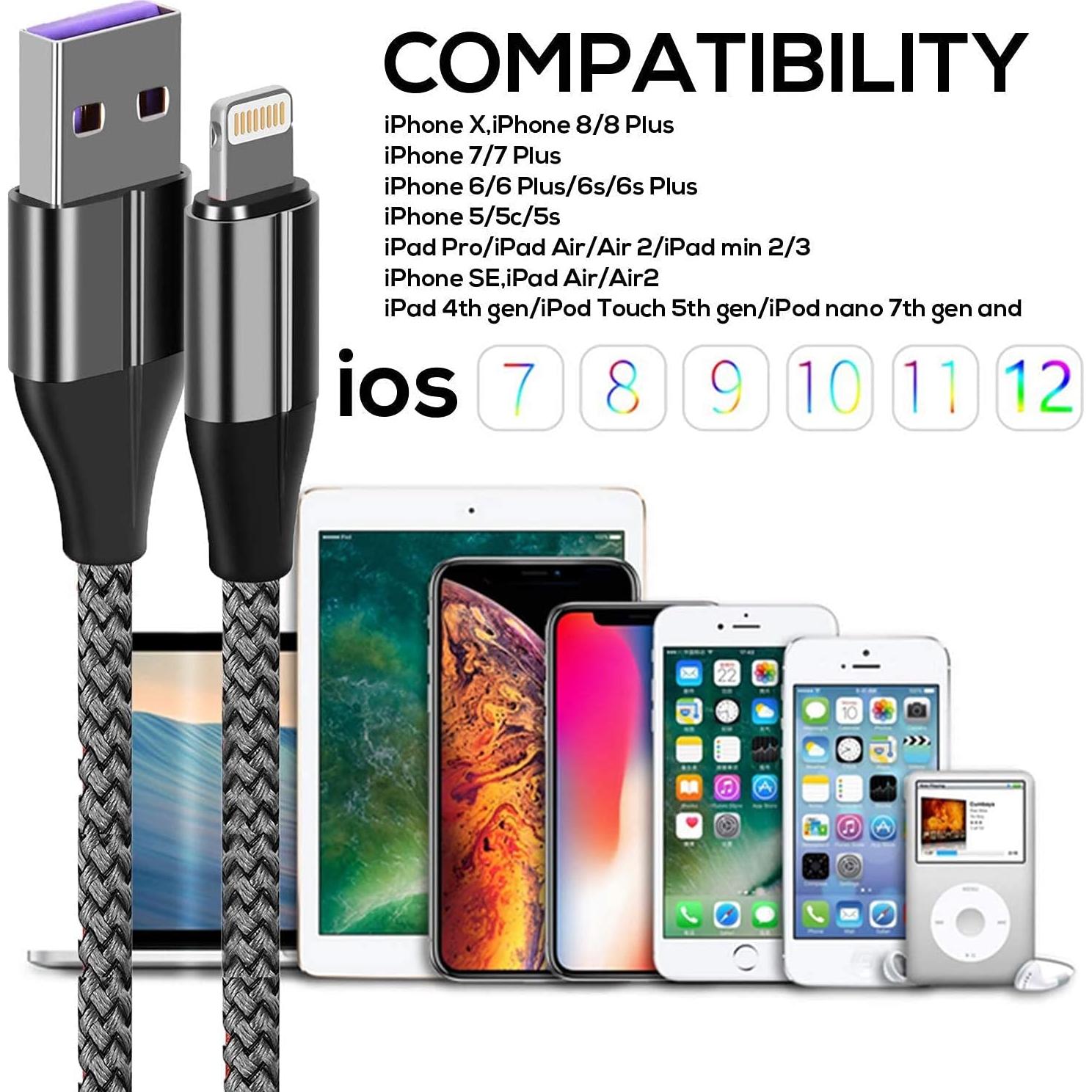 Cable de Carga Lightning 3 Metros FEEL2NICE Trenzado MFi