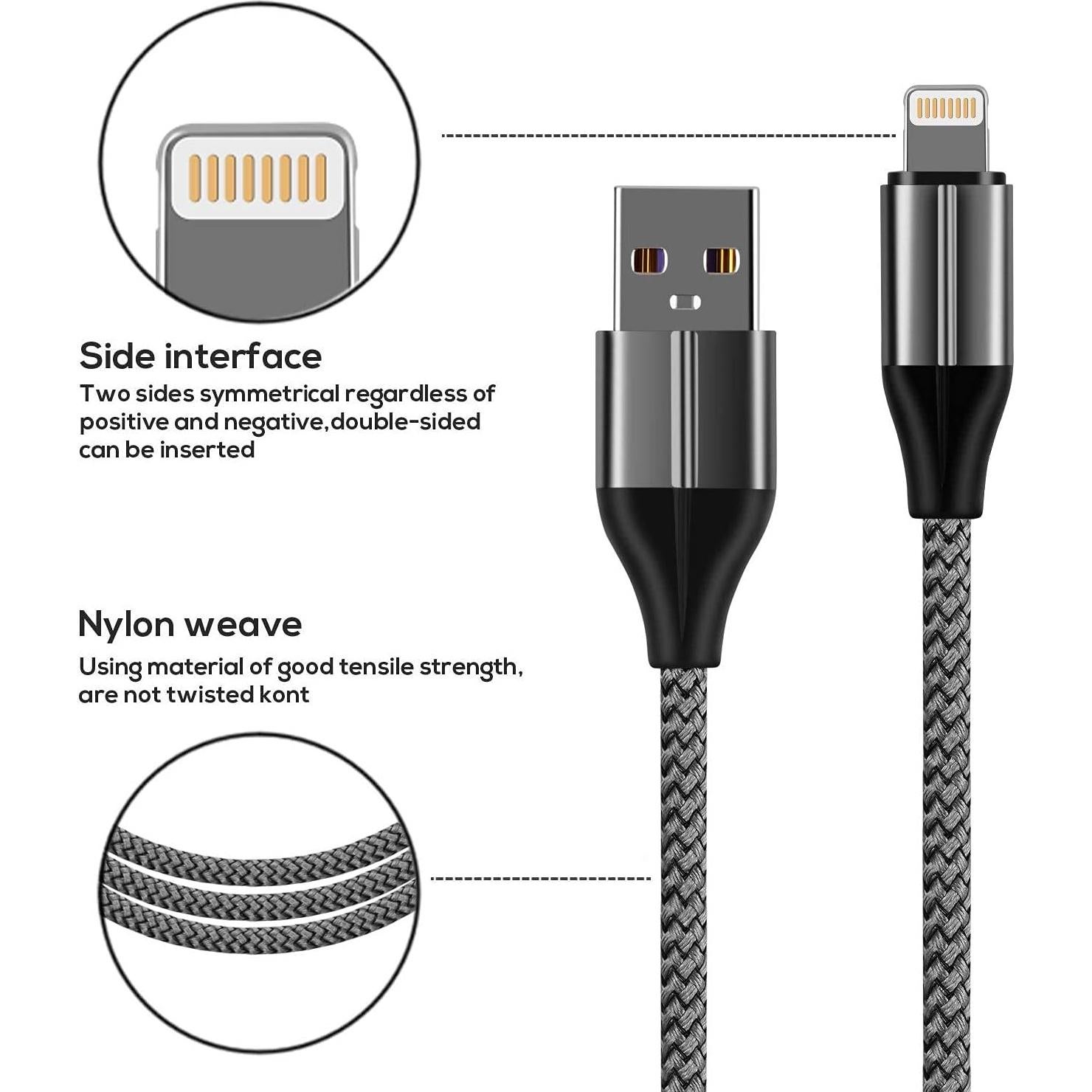 Cable de Carga Lightning 3 Metros FEEL2NICE Trenzado MFi
