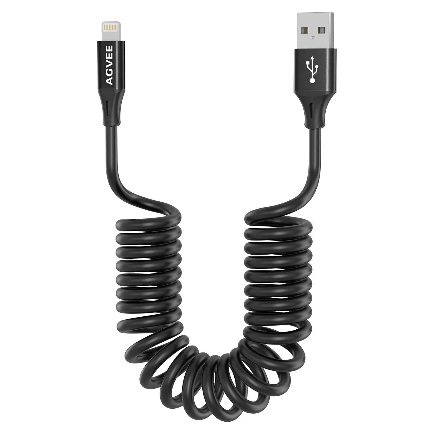 Cable de Carga USB a Lightning AGVEE 0.91m Rápido MFi Negro