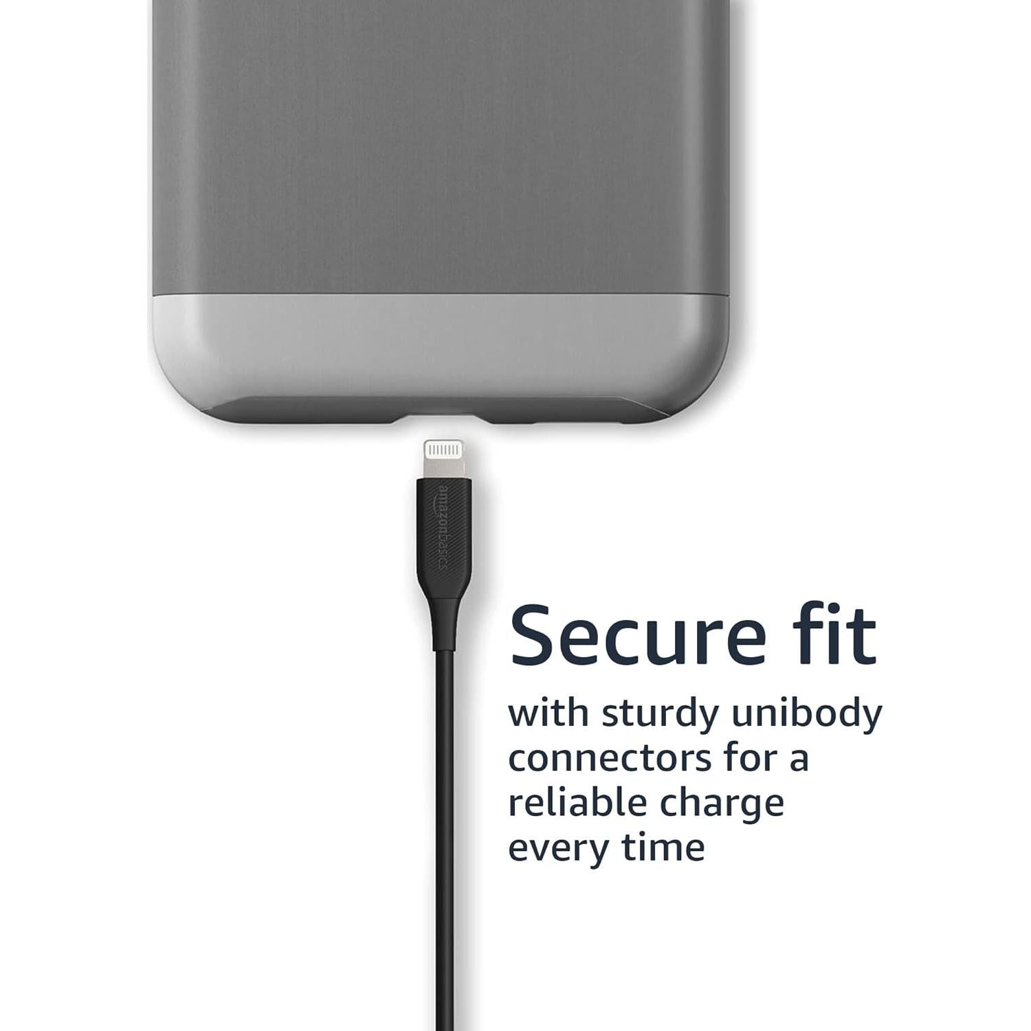 Paquete de 2 Cables USB-A a Lightning Amazon Basics 0.91m Negro