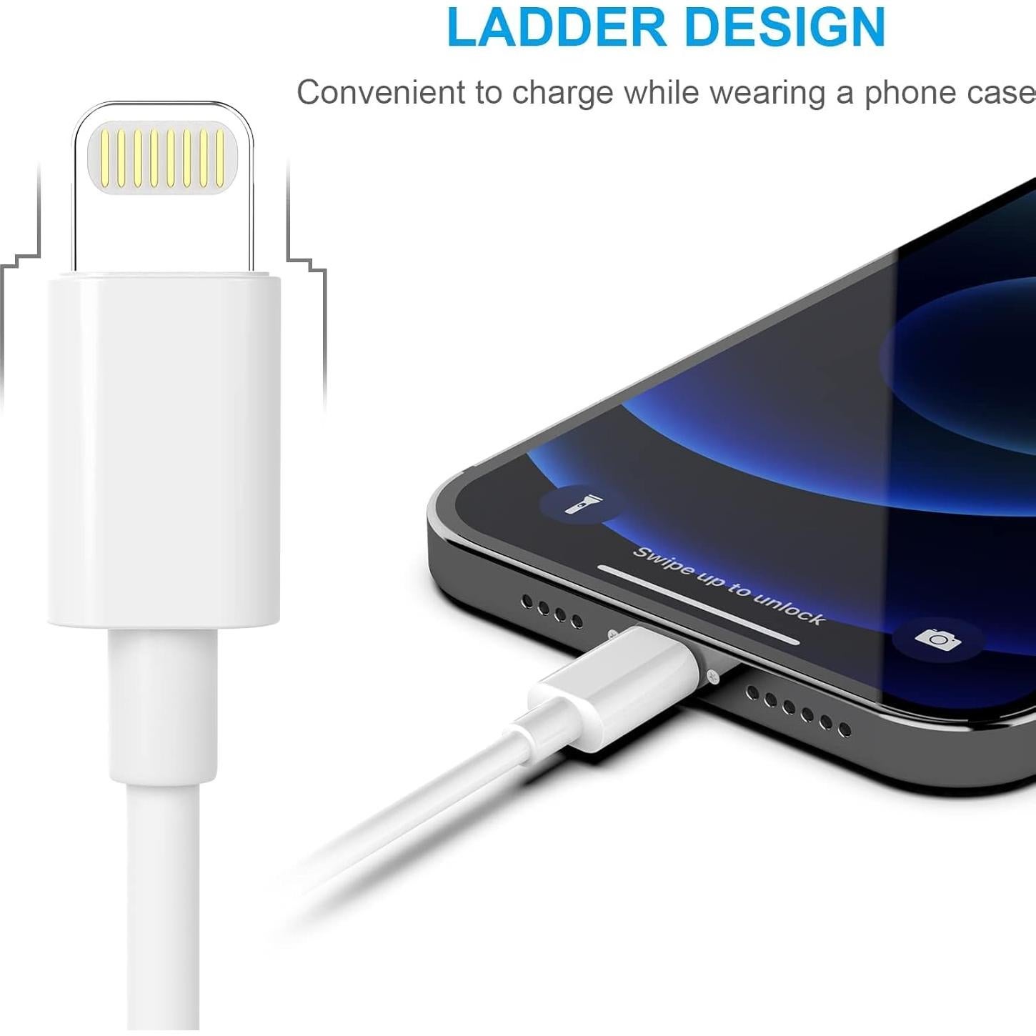 Cargador Lightning MFi AZMOGDT 5pack 1.83/3.05m para iPhone