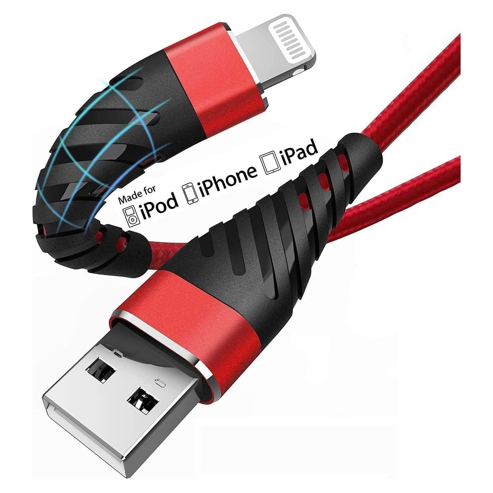 Cargador Lightning 3m CyvenSmart MFi Rojo - 2 Unidades