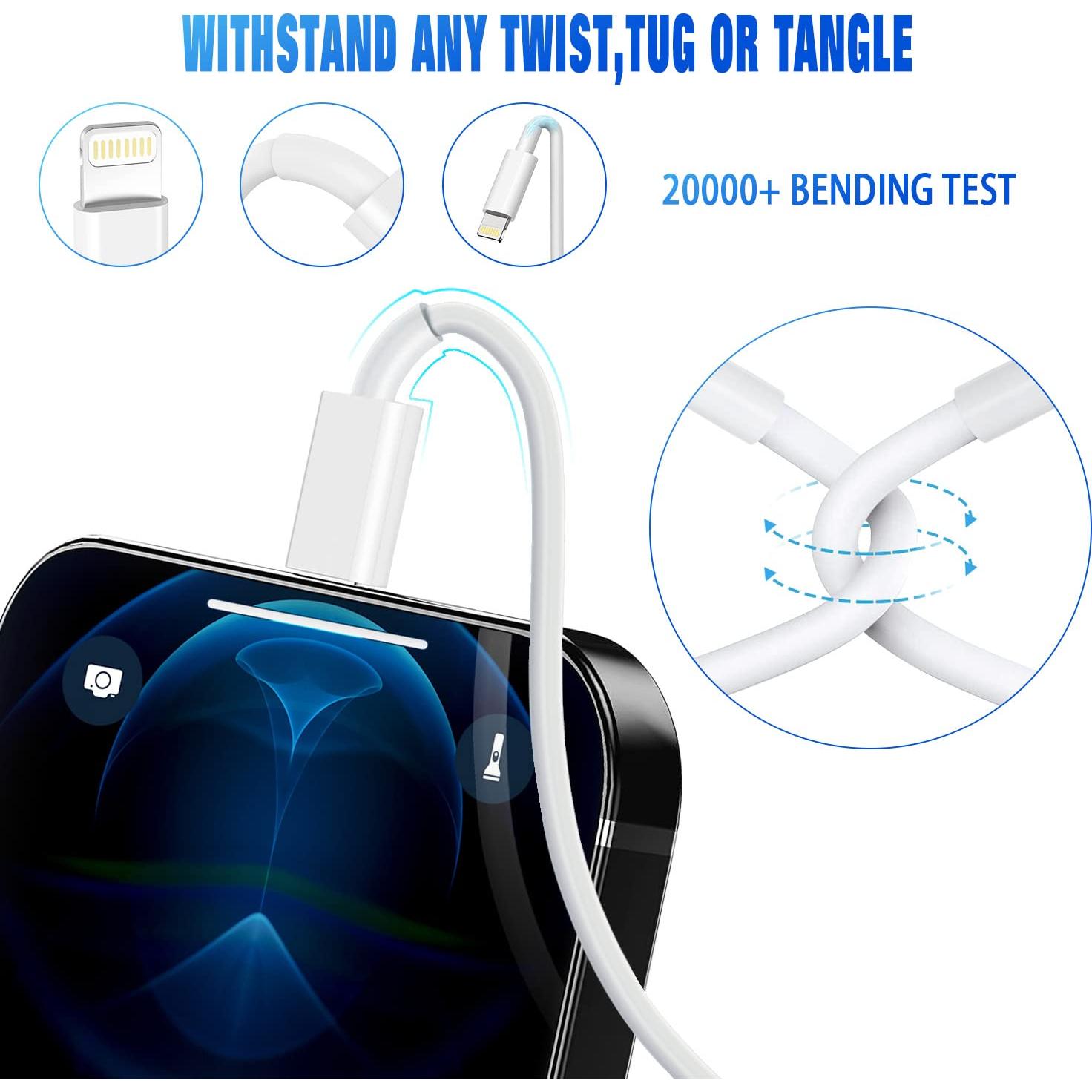 Cargador Lightning MFi Apple 3FT 3Pack Carga Rápida iPhone