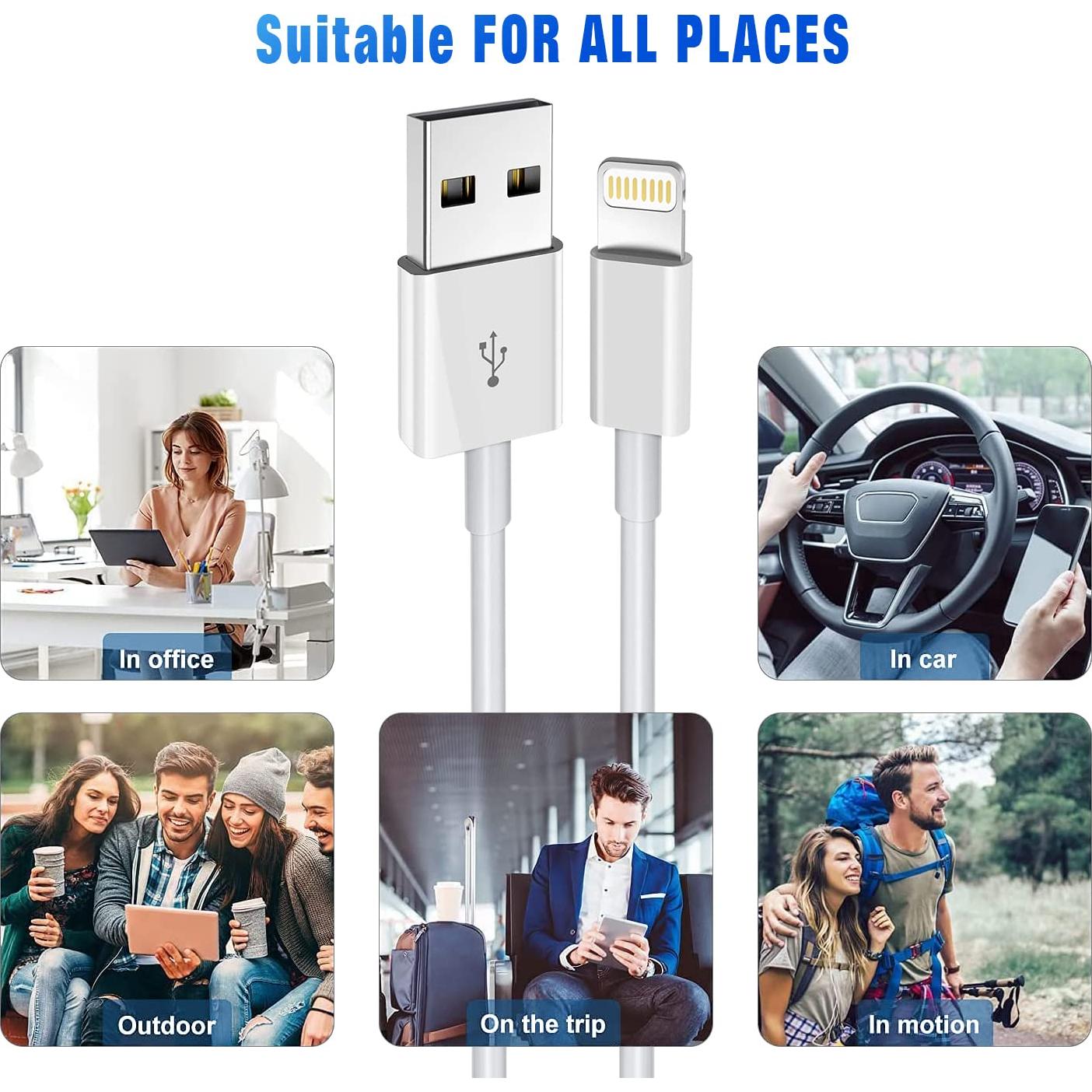 Cargador Lightning MFi Apple 3FT 3Pack Carga Rápida iPhone