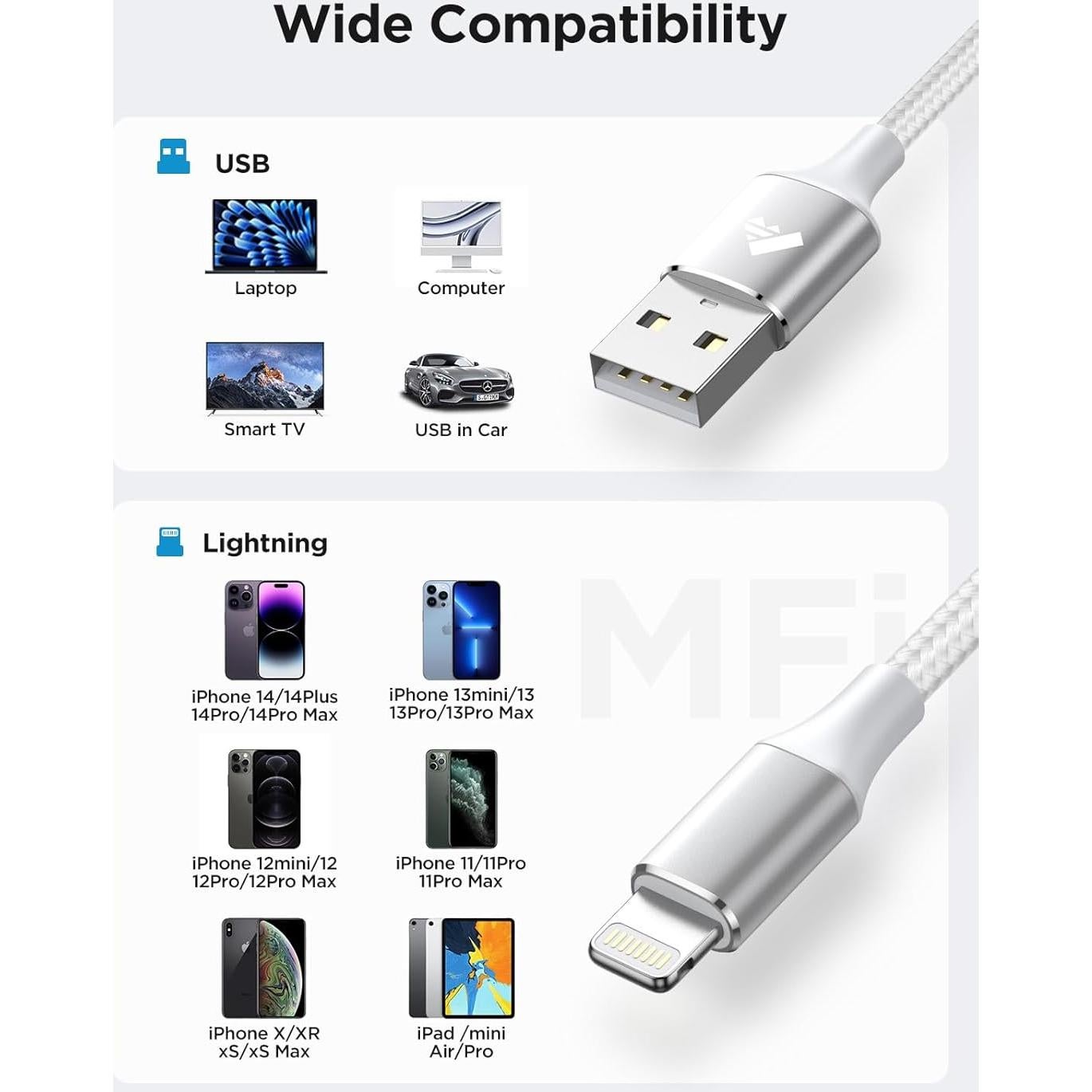 Cable de Cargador Lightning Aioneus 6 pies (1.83 m) MFi