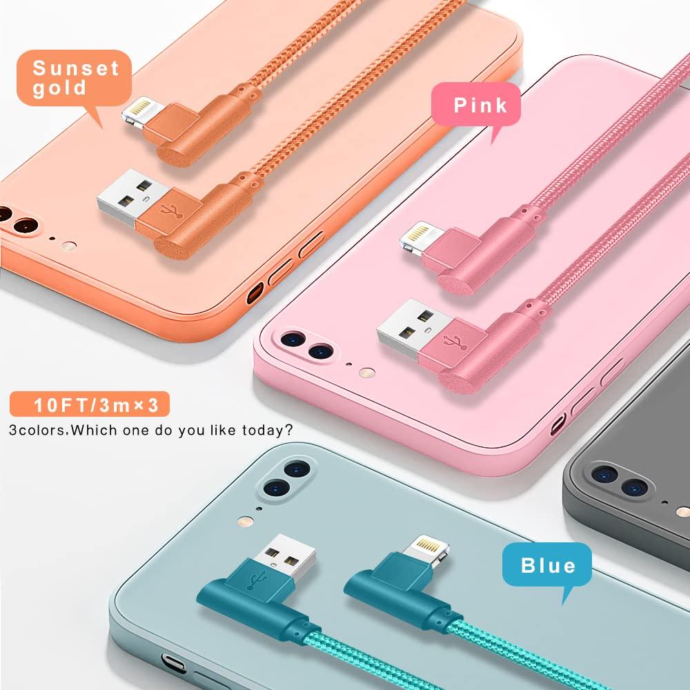 Cargador Lightning Exeric 3 Cables 10FT Nylon iPhone 14/13/12/11