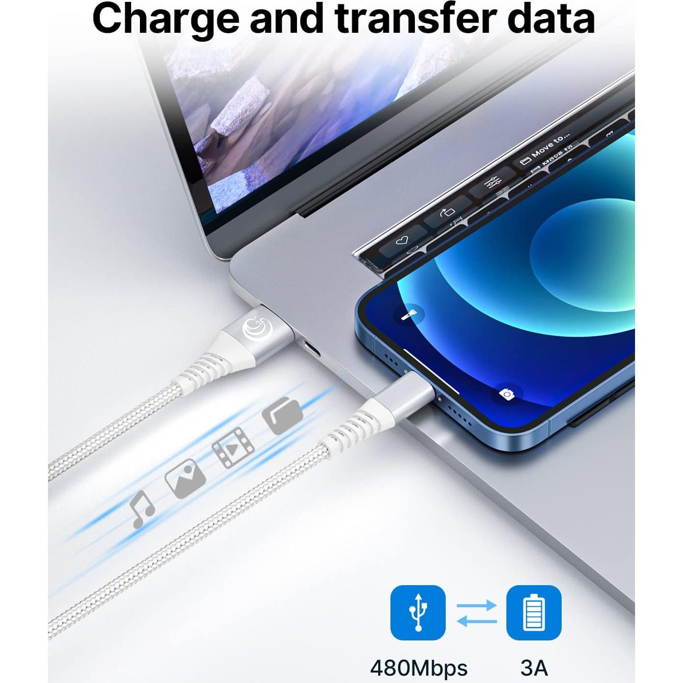 Cargador Lightning Yosou 2x10 pies Carga Rápida MFi iPhone/iPad