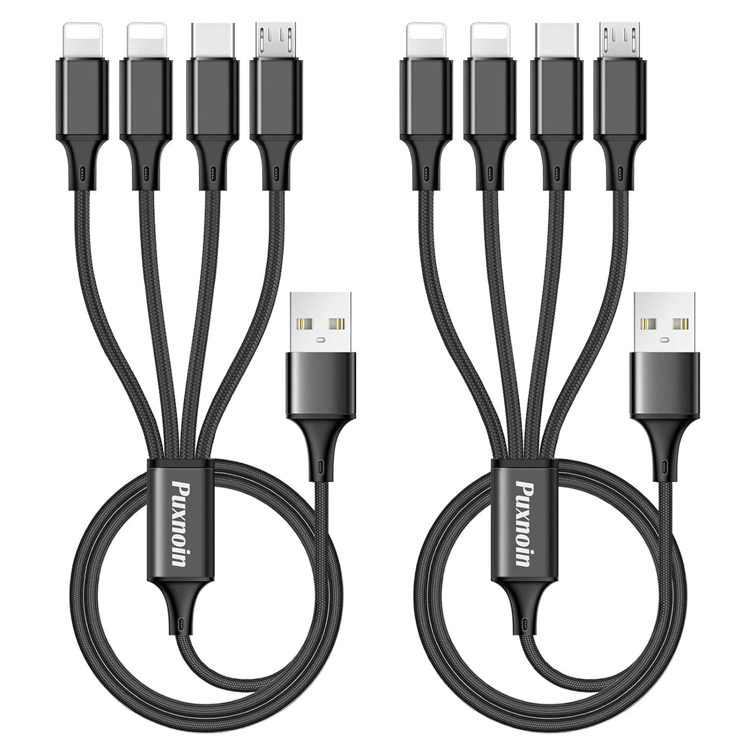 Cable de Carga Múltiple Puxnoin 4 en 1 125cm Negro