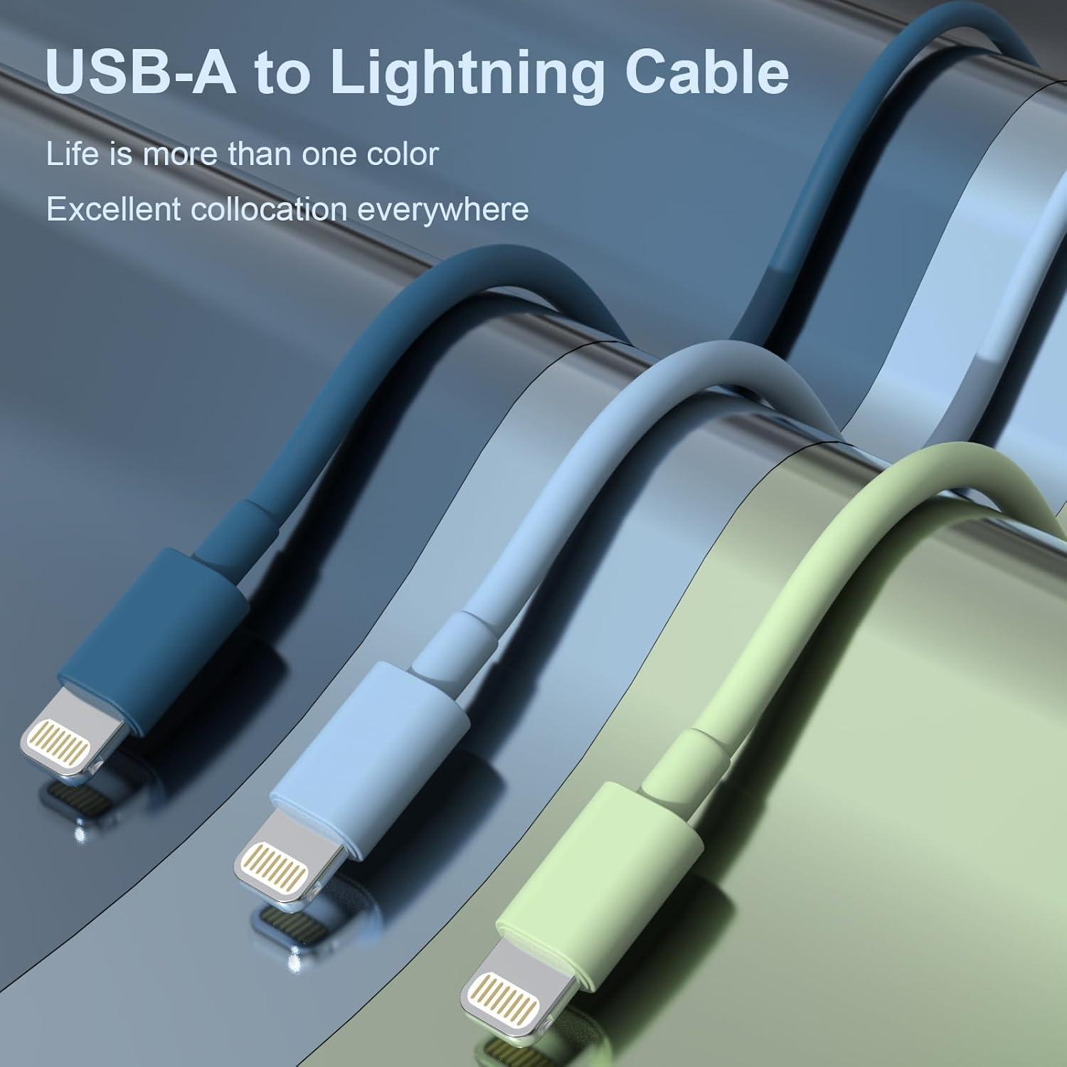 6 Cargadores Lightning MFi para iPhone 14 13 12 11 - 1.83m