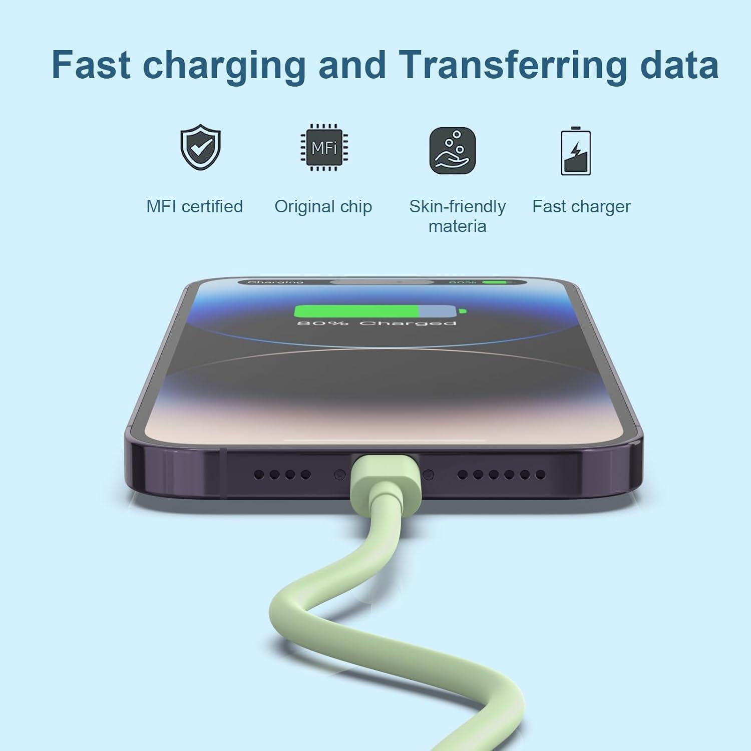 6 Cargadores Lightning MFi para iPhone 14 13 12 11 - 1.83m